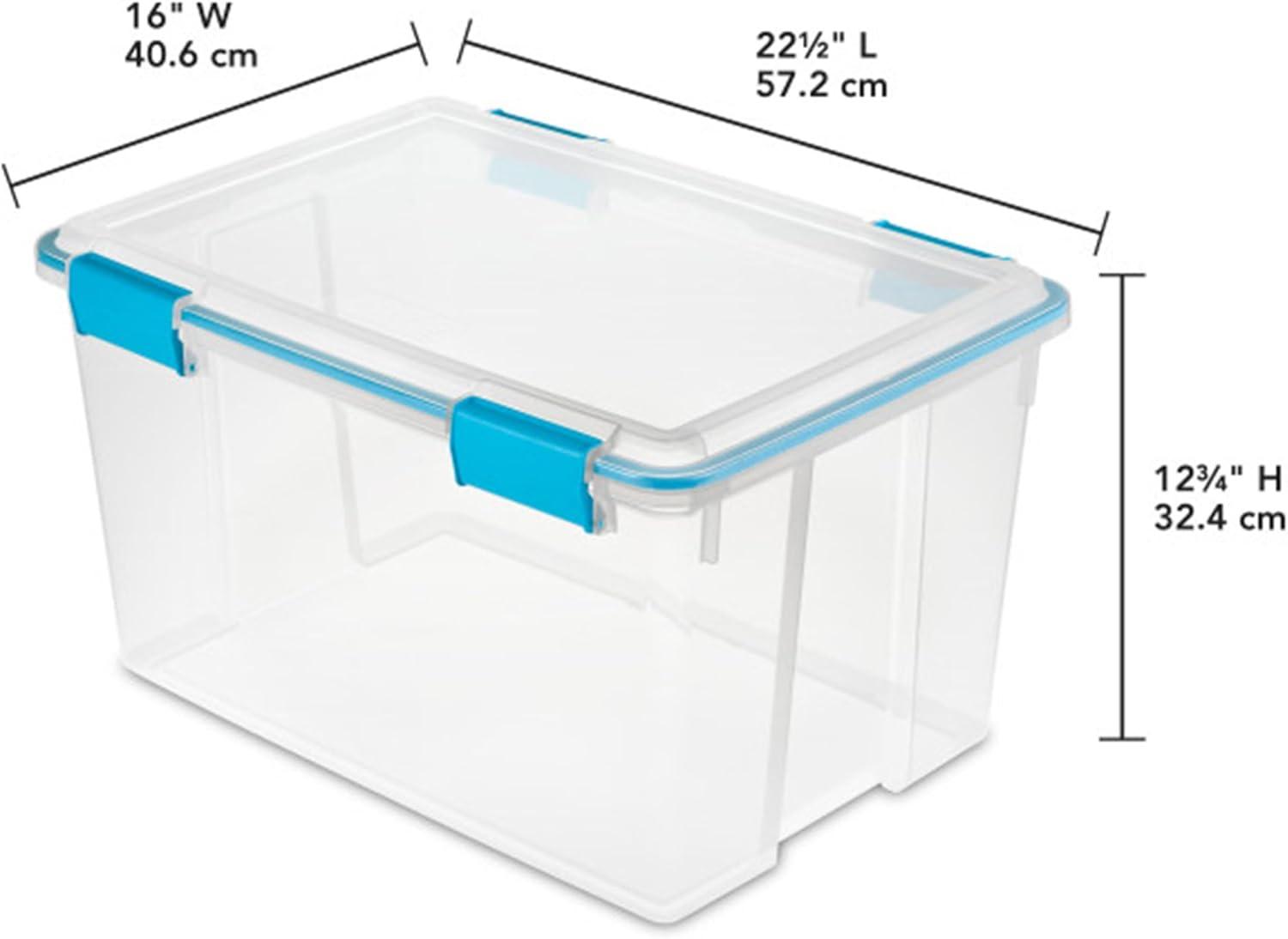 imageSterilite 6Pack Gasket Box WeatherResistant Storage Bins with Latching Lids 20 Quart HeavyDuty Organizing Containers for Closet Bathroom and Office54 Quart
