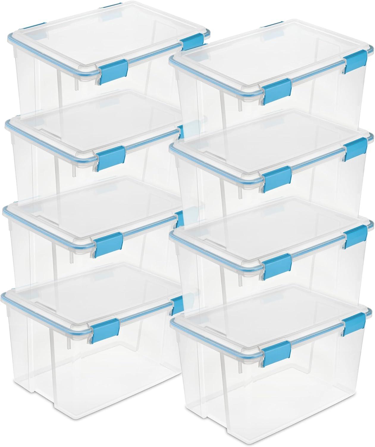imageSterilite 6Pack Gasket Box WeatherResistant Storage Bins with Latching Lids 20 Quart HeavyDuty Organizing Containers for Closet Bathroom and Office54 Quart