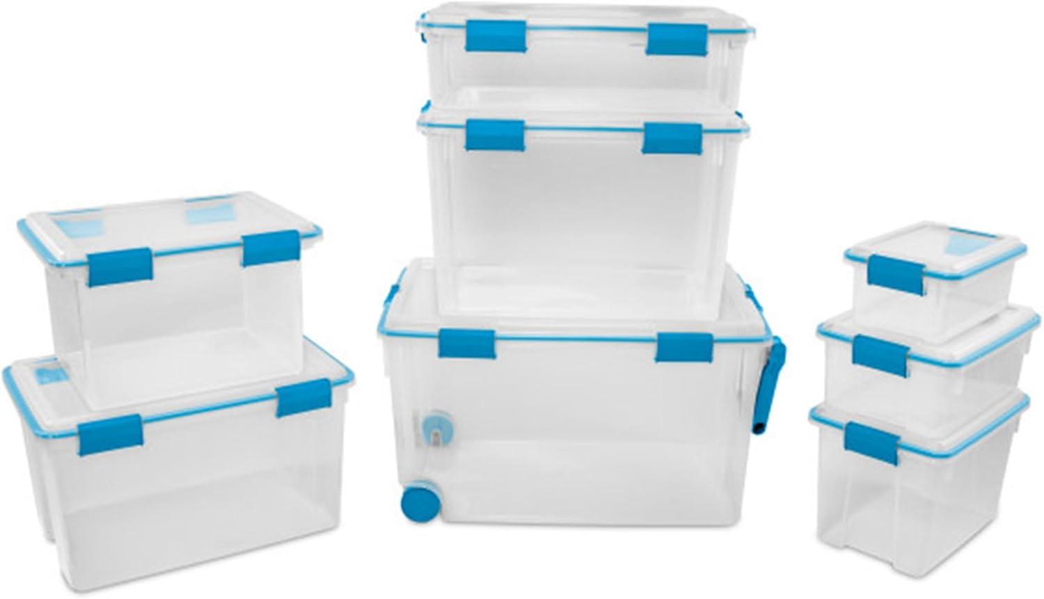 imageSterilite 6Pack Gasket Box WeatherResistant Storage Bins with Latching Lids 20 Quart HeavyDuty Organizing Containers for Closet Bathroom and Office54 Quart