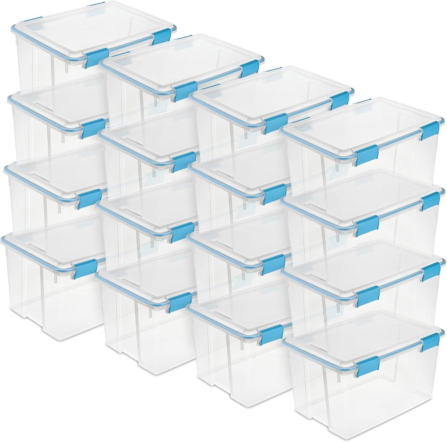 imageSterilite 6Pack Gasket Box WeatherResistant Storage Bins with Latching Lids 20 Quart HeavyDuty Organizing Containers for Closet Bathroom and Office54 Quart