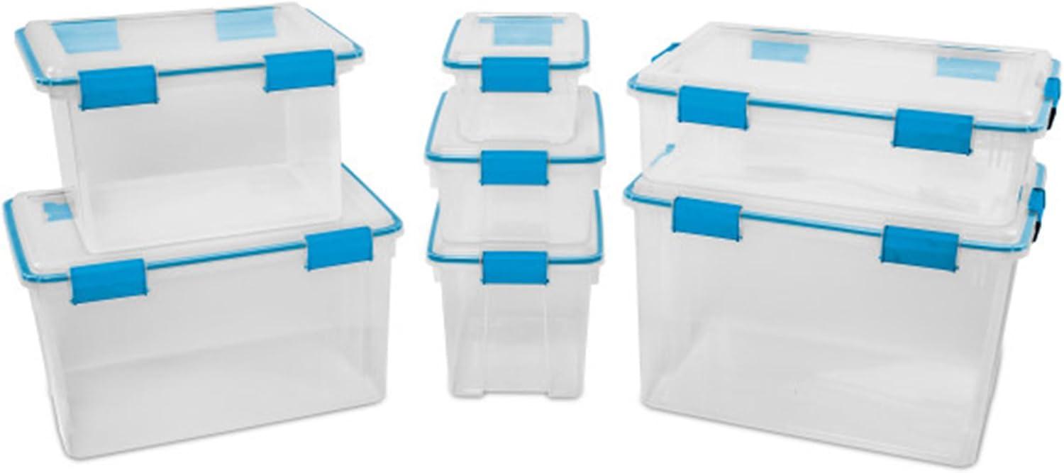 imageSterilite 6Pack Gasket Box WeatherResistant Storage Bins with Latching Lids 20 Quart HeavyDuty Organizing Containers for Closet Bathroom and Office54 Quart