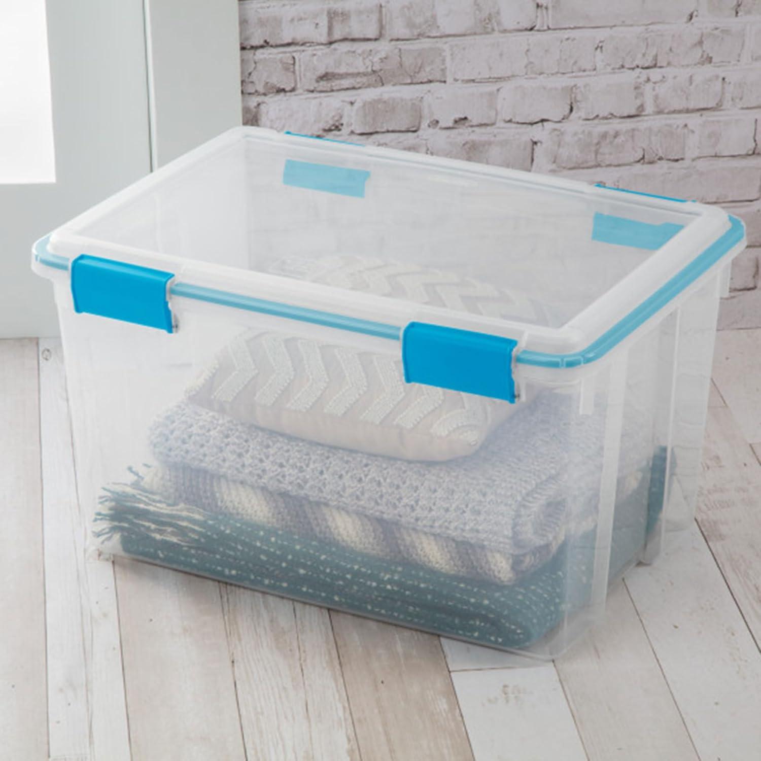 imageSterilite 6Pack Gasket Box WeatherResistant Storage Bins with Latching Lids 20 Quart HeavyDuty Organizing Containers for Closet Bathroom and Office54 Quart