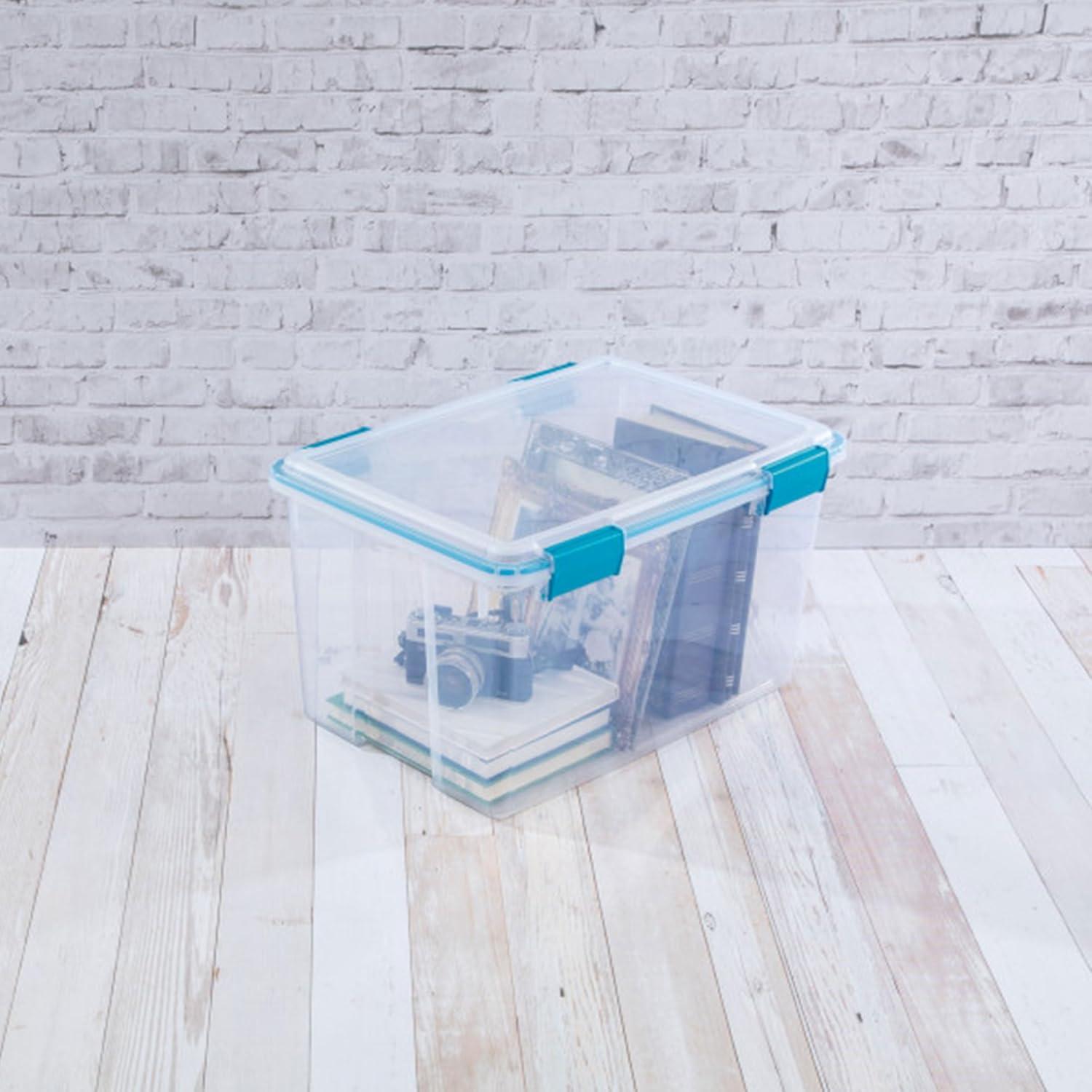 imageSterilite 6Pack Gasket Box WeatherResistant Storage Bins with Latching Lids 20 Quart HeavyDuty Organizing Containers for Closet Bathroom and Office54 Quart