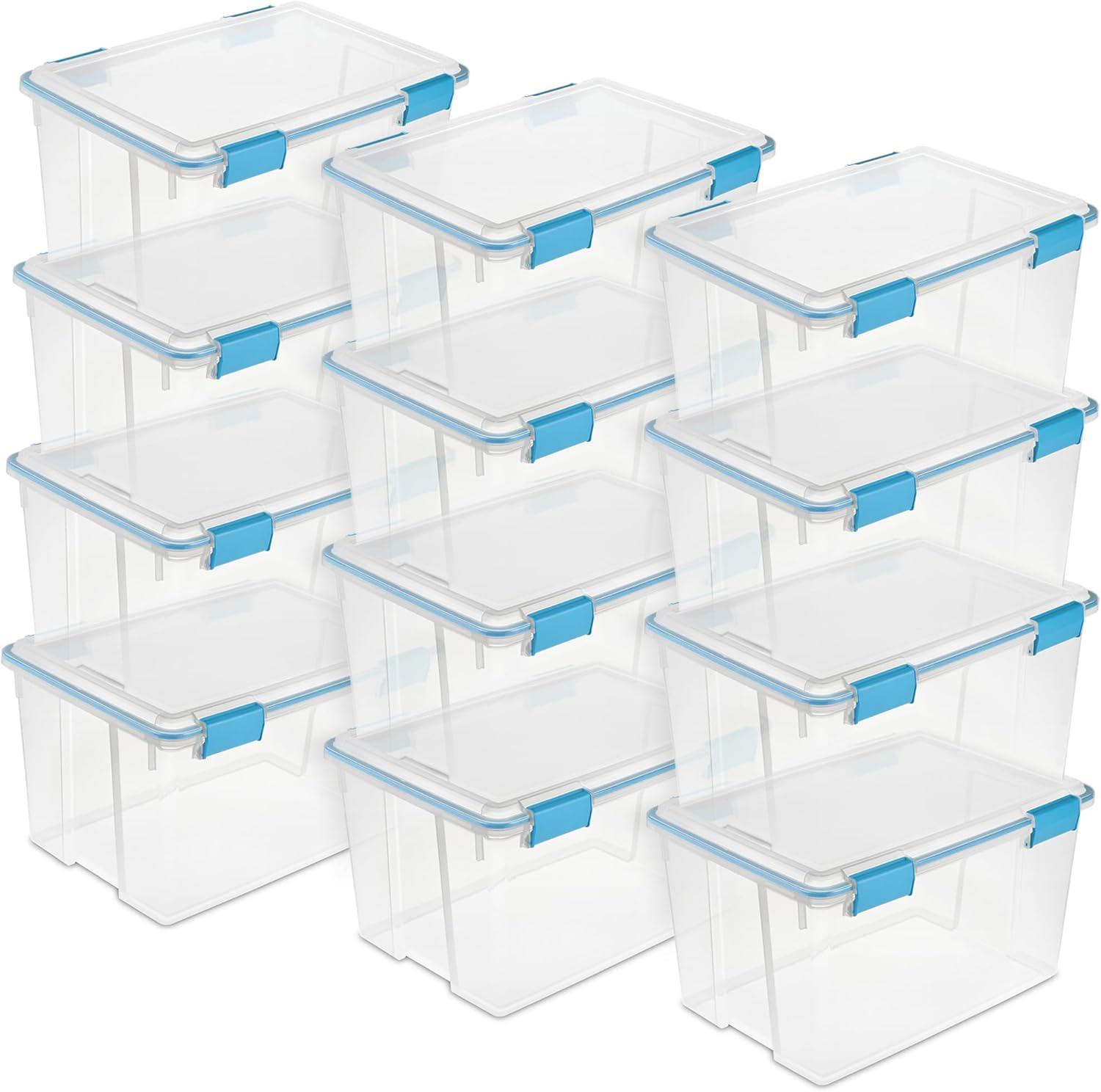 imageSterilite 6Pack Gasket Box WeatherResistant Storage Bins with Latching Lids 20 Quart HeavyDuty Organizing Containers for Closet Bathroom and Office54 Quart