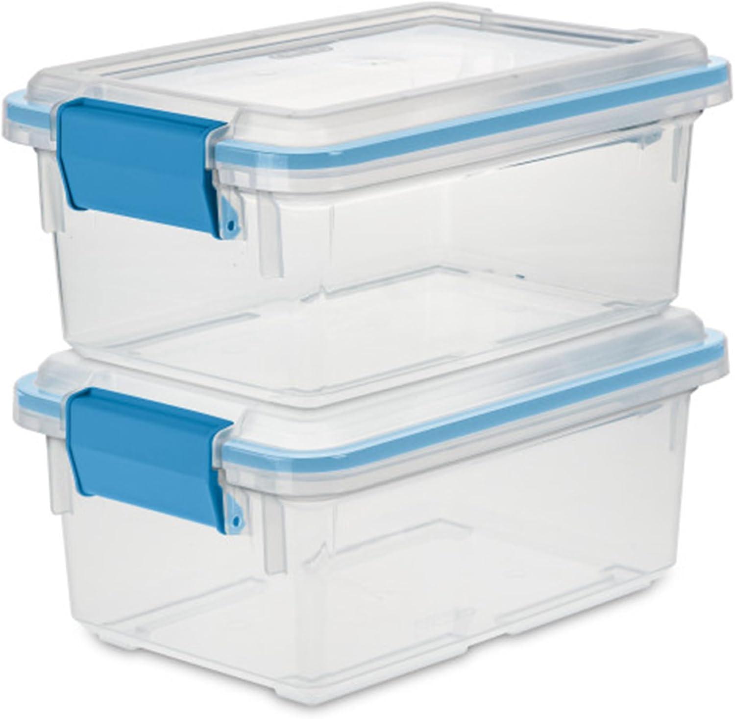 imageSterilite 6Pack Gasket Box WeatherResistant Storage Bins with Latching Lids 20 Quart HeavyDuty Organizing Containers for Closet Bathroom and Office75 Quart