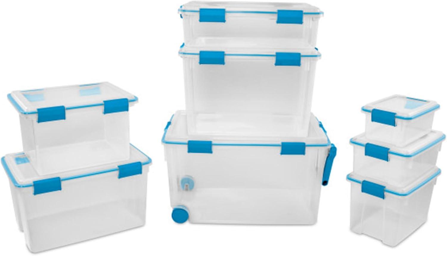 imageSterilite 6Pack Gasket Box WeatherResistant Storage Bins with Latching Lids 20 Quart HeavyDuty Organizing Containers for Closet Bathroom and Office75 Quart