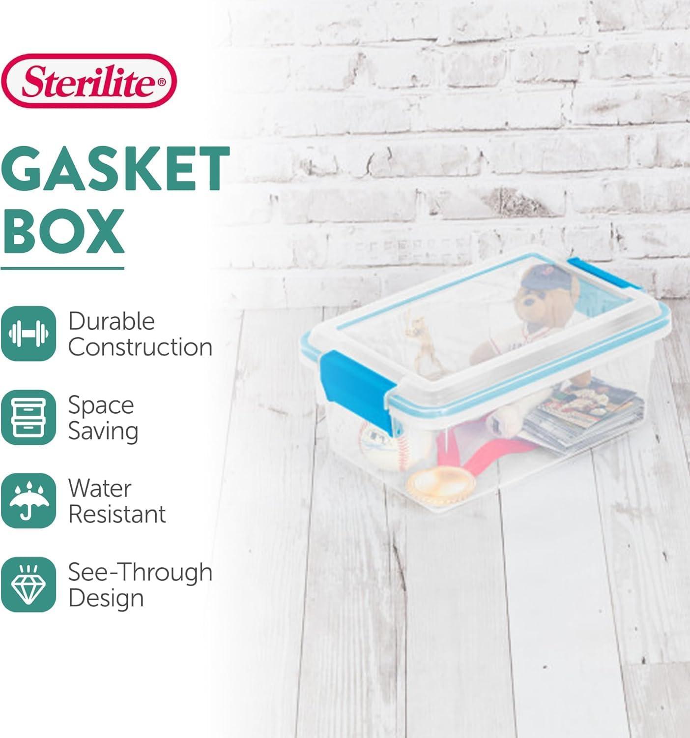 imageSterilite 6Pack Gasket Box WeatherResistant Storage Bins with Latching Lids 20 Quart HeavyDuty Organizing Containers for Closet Bathroom and Office75 Quart