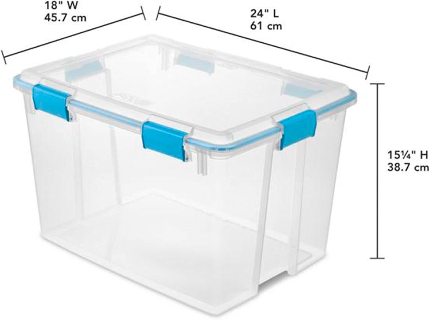 imageSterilite 6Pack Gasket Box WeatherResistant Storage Bins with Latching Lids 20 Quart HeavyDuty Organizing Containers for Closet Bathroom and Office80 Quart