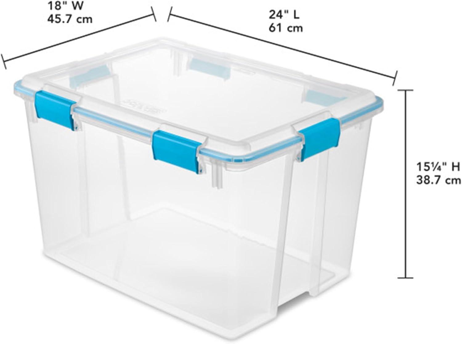 imageSterilite 6Pack Gasket Box WeatherResistant Storage Bins with Latching Lids 20 Quart HeavyDuty Organizing Containers for Closet Bathroom and Office80 Quart