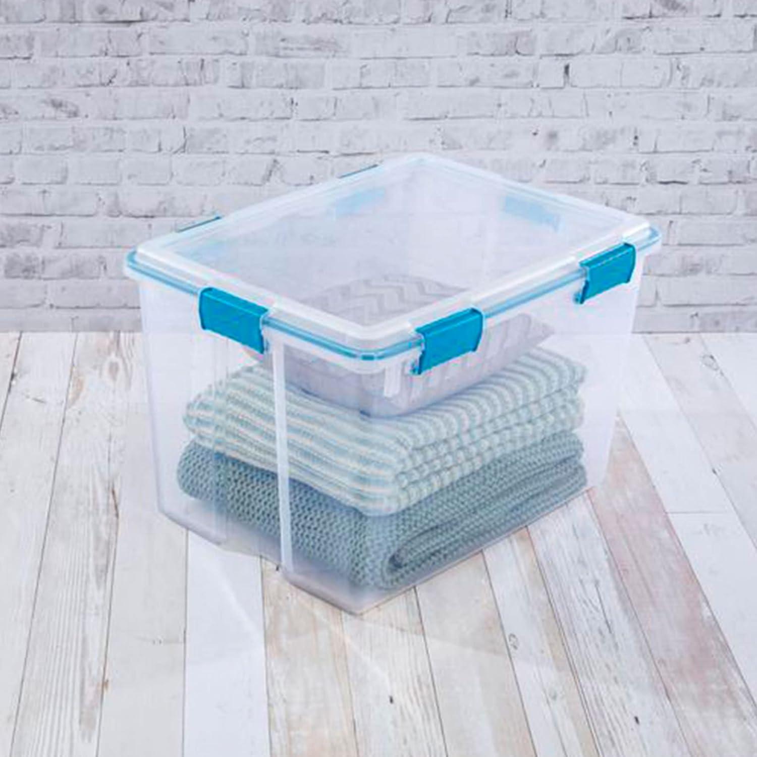 imageSterilite 6Pack Gasket Box WeatherResistant Storage Bins with Latching Lids 20 Quart HeavyDuty Organizing Containers for Closet Bathroom and Office80 Quart