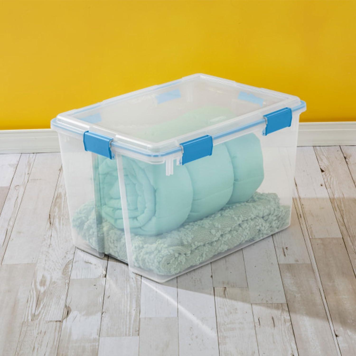 imageSterilite 6Pack Gasket Box WeatherResistant Storage Bins with Latching Lids 20 Quart HeavyDuty Organizing Containers for Closet Bathroom and Office80 Quart