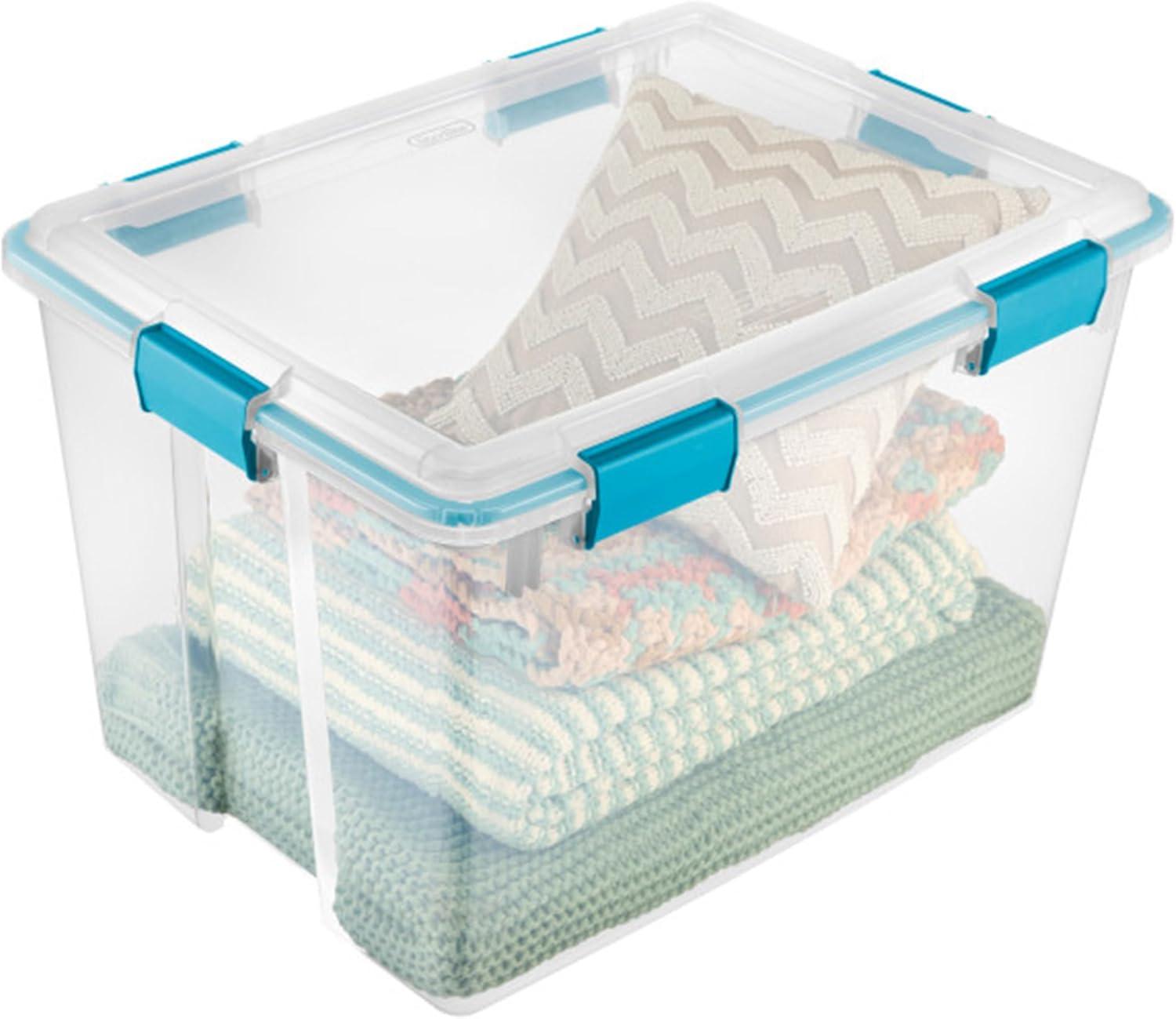 imageSterilite 6Pack Gasket Box WeatherResistant Storage Bins with Latching Lids 20 Quart HeavyDuty Organizing Containers for Closet Bathroom and Office80 Quart