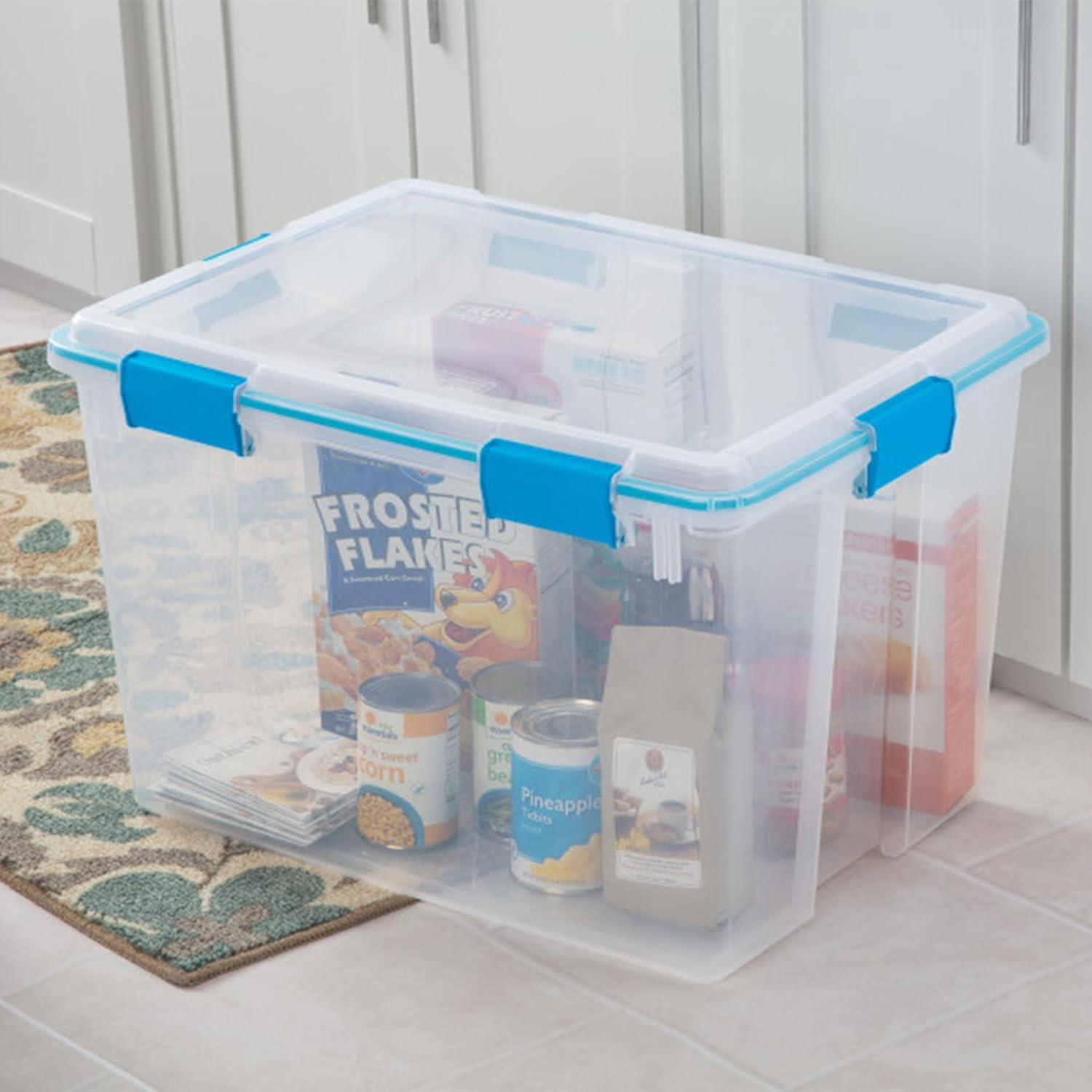 imageSterilite 6Pack Gasket Box WeatherResistant Storage Bins with Latching Lids 20 Quart HeavyDuty Organizing Containers for Closet Bathroom and Office80 Quart