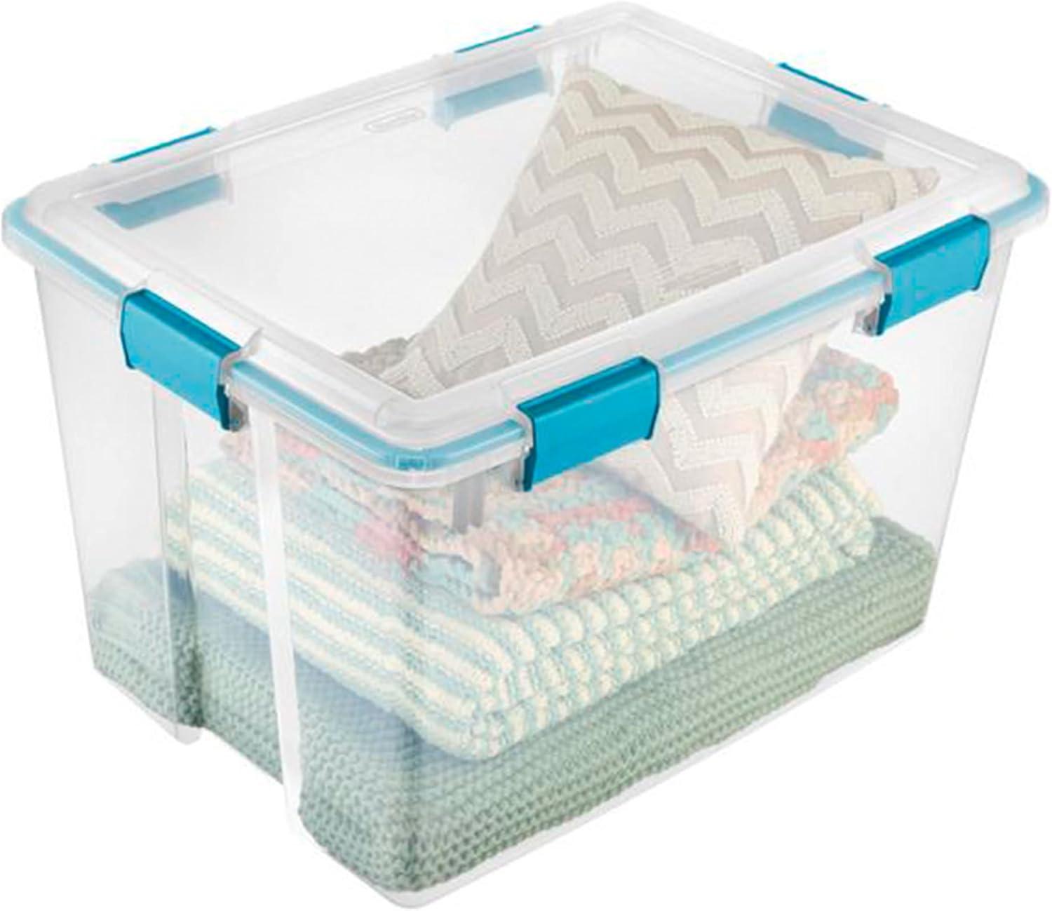 imageSterilite 6Pack Gasket Box WeatherResistant Storage Bins with Latching Lids 20 Quart HeavyDuty Organizing Containers for Closet Bathroom and Office80 Quart