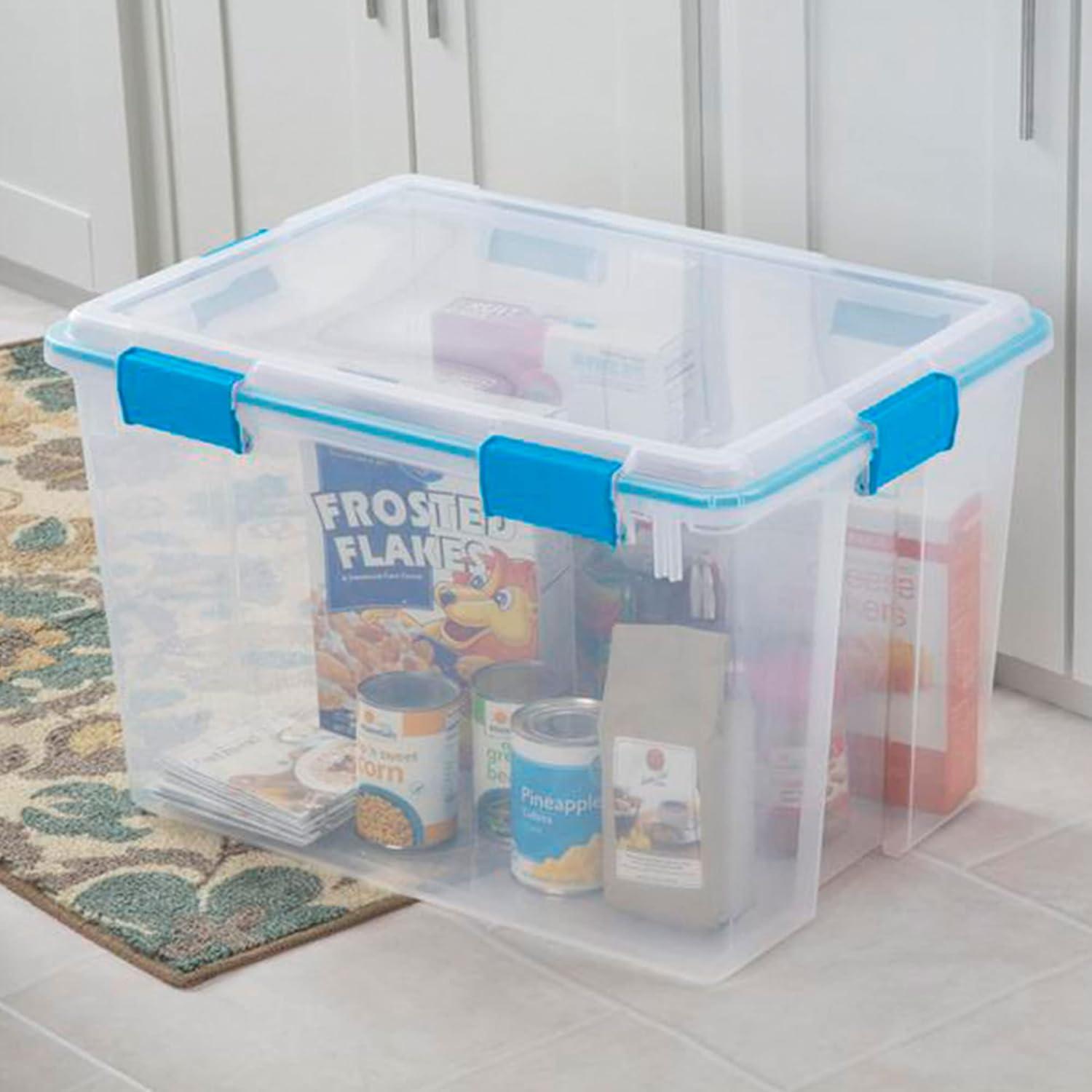 imageSterilite 6Pack Gasket Box WeatherResistant Storage Bins with Latching Lids 20 Quart HeavyDuty Organizing Containers for Closet Bathroom and Office80 Quart
