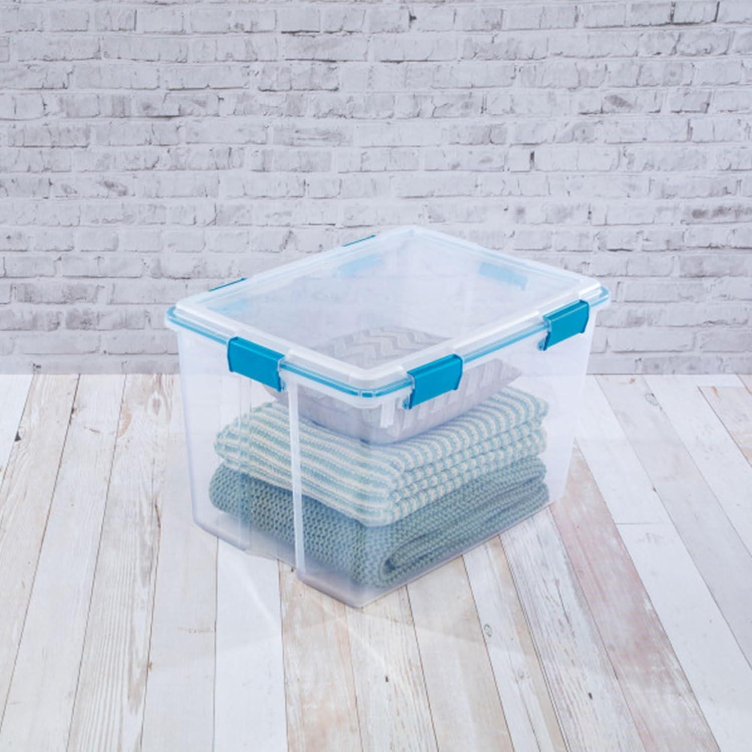 imageSterilite 6Pack Gasket Box WeatherResistant Storage Bins with Latching Lids 20 Quart HeavyDuty Organizing Containers for Closet Bathroom and Office80 Quart