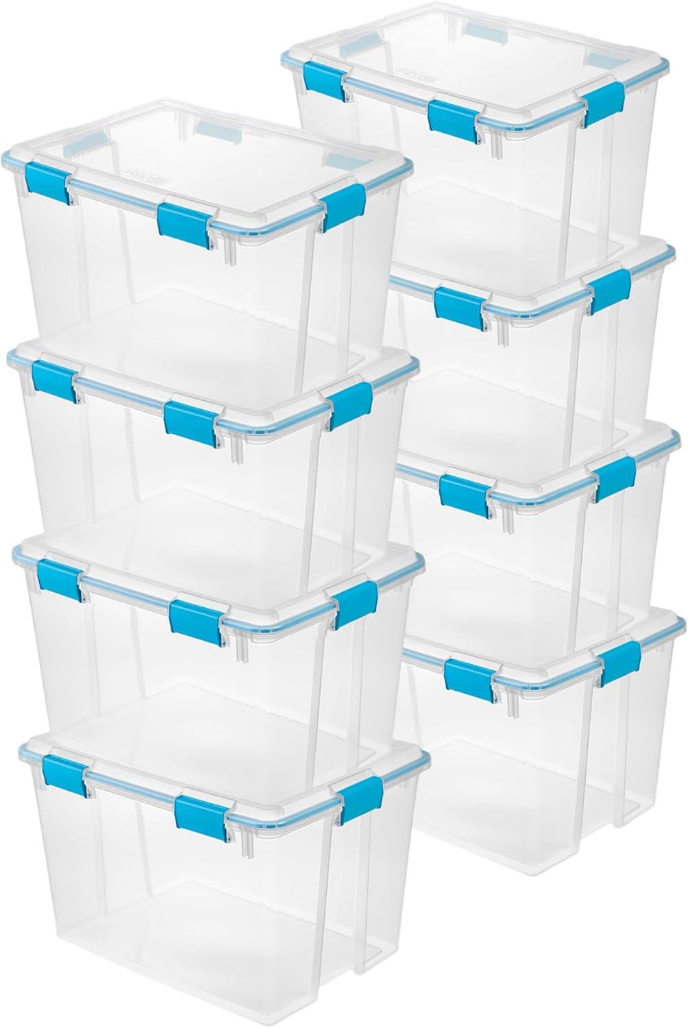 imageSterilite 6Pack Gasket Box WeatherResistant Storage Bins with Latching Lids 20 Quart HeavyDuty Organizing Containers for Closet Bathroom and Office80 Quart