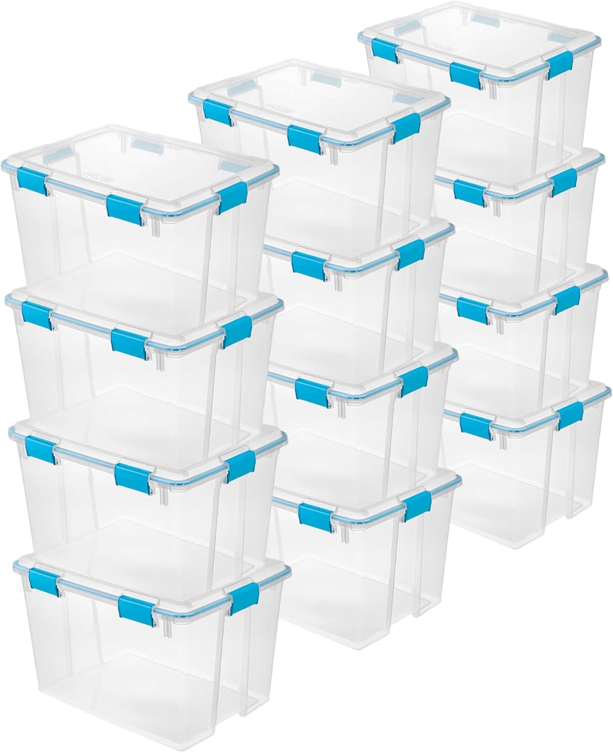 imageSterilite 6Pack Gasket Box WeatherResistant Storage Bins with Latching Lids 20 Quart HeavyDuty Organizing Containers for Closet Bathroom and Office80 Quart