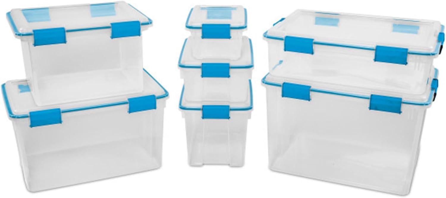 imageSterilite 6Pack Gasket Box WeatherResistant Storage Bins with Latching Lids 20 Quart HeavyDuty Organizing Containers for Closet Bathroom and Office80 Quart