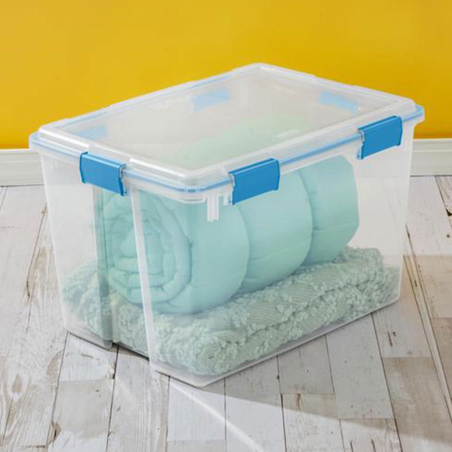 imageSterilite 6Pack Gasket Box WeatherResistant Storage Bins with Latching Lids 20 Quart HeavyDuty Organizing Containers for Closet Bathroom and Office80 Quart