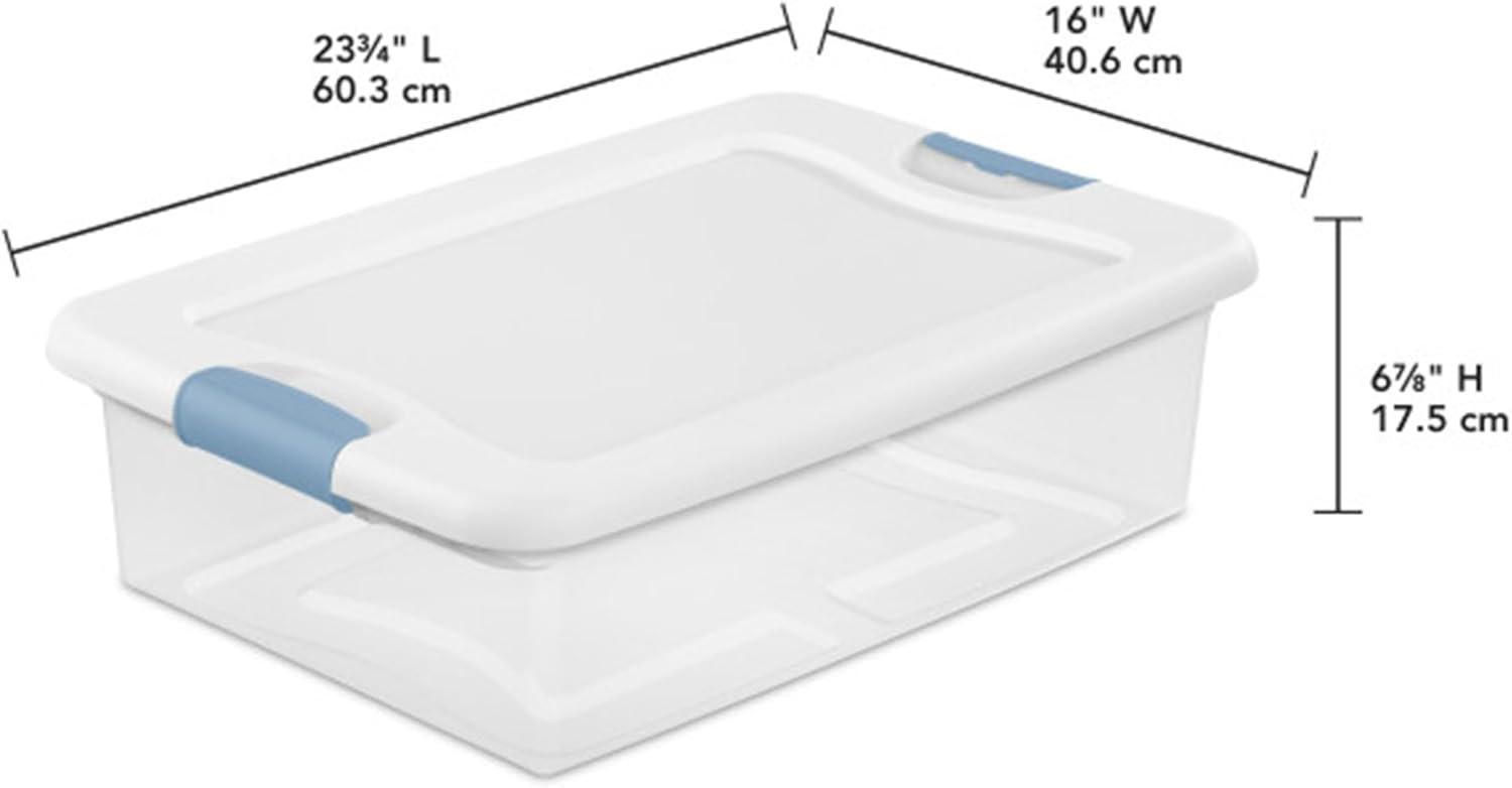 imageSterilite 6Pack Latching Box Under Bed Storage Bins with Lids Clear Plastic 32 Quart HeavyDuty Organizing Containers for Closet Bathroom and Office32 Quart