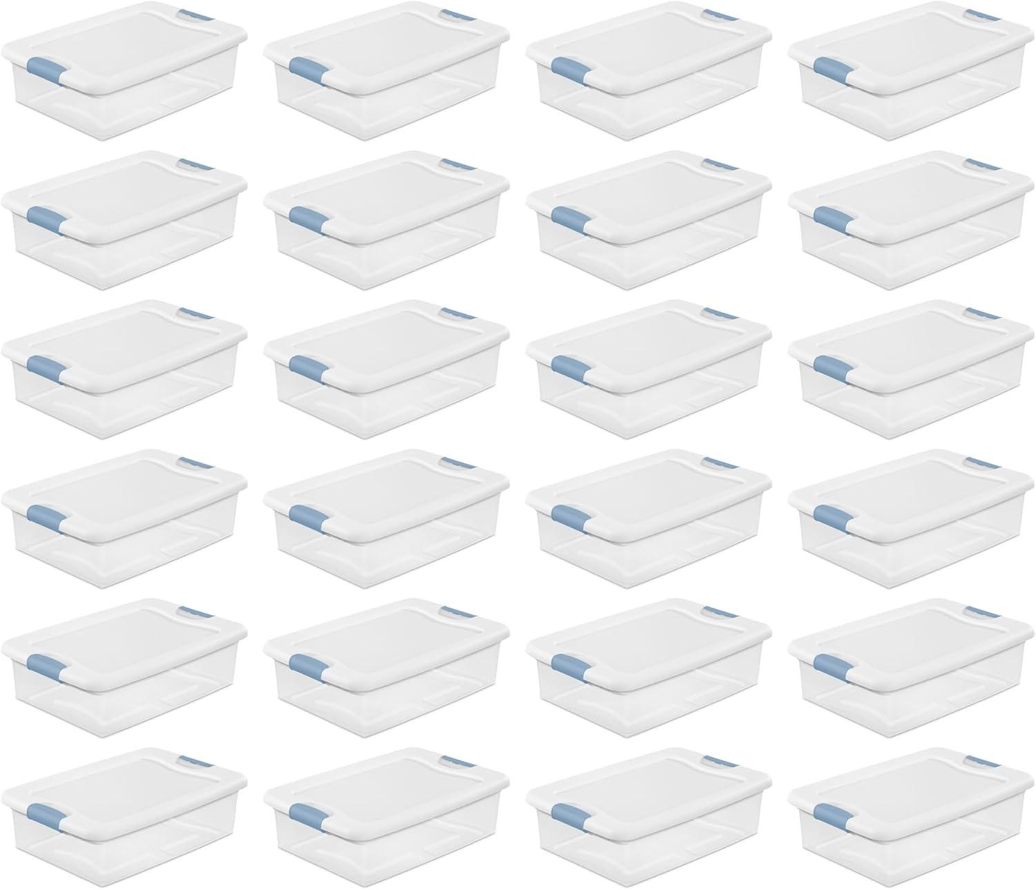 imageSterilite 6Pack Latching Box Under Bed Storage Bins with Lids Clear Plastic 32 Quart HeavyDuty Organizing Containers for Closet Bathroom and Office32 Quart