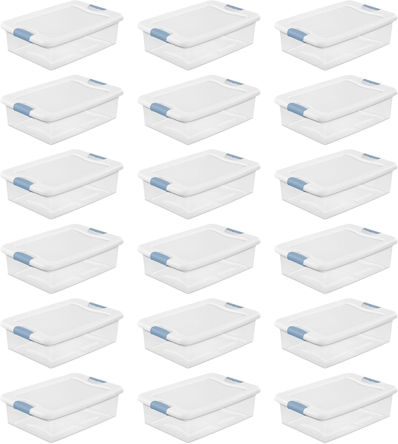 imageSterilite 6Pack Latching Box Under Bed Storage Bins with Lids Clear Plastic 32 Quart HeavyDuty Organizing Containers for Closet Bathroom and Office32 Quart