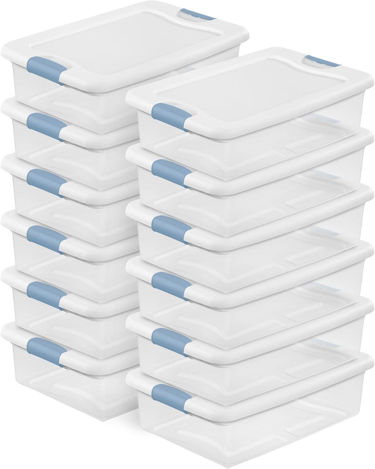 imageSterilite 6Pack Latching Box Under Bed Storage Bins with Lids Clear Plastic 32 Quart HeavyDuty Organizing Containers for Closet Bathroom and Office32 Quart