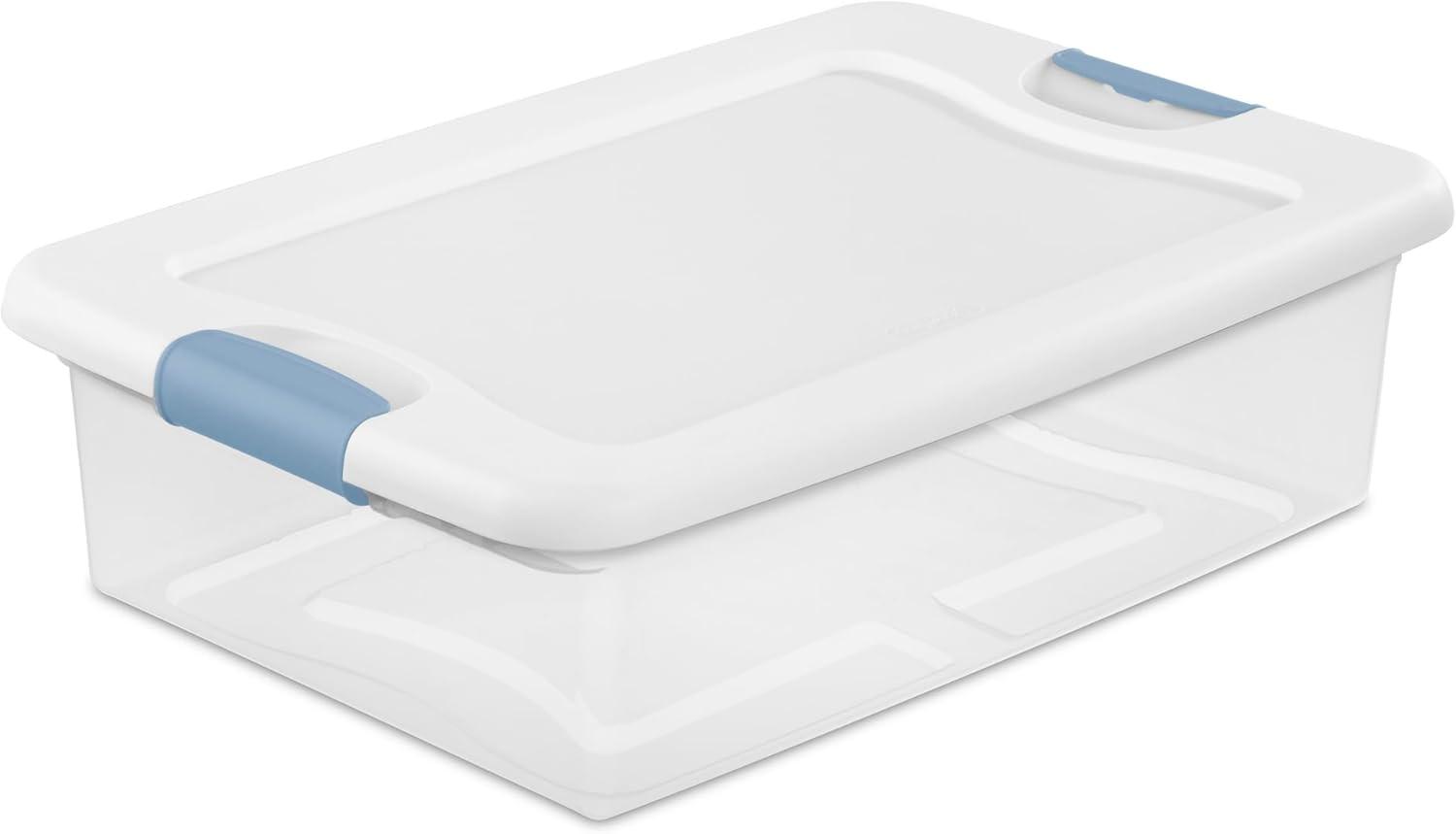 imageSterilite 6Pack Latching Box Under Bed Storage Bins with Lids Clear Plastic 32 Quart HeavyDuty Organizing Containers for Closet Bathroom and Office32 Quart