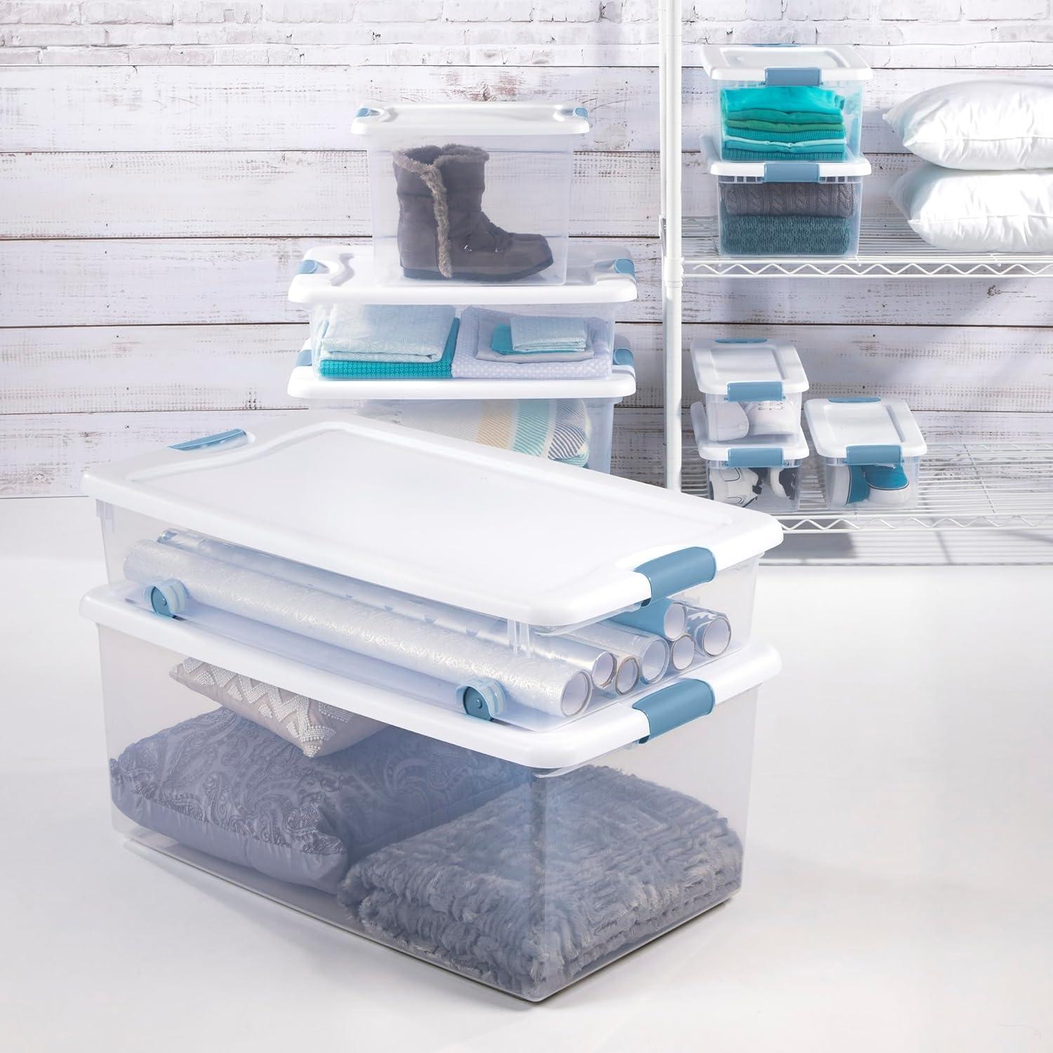 Sterilite 6-Pack Latching Box, Under Bed Storage Bins with Lids, Clear ...