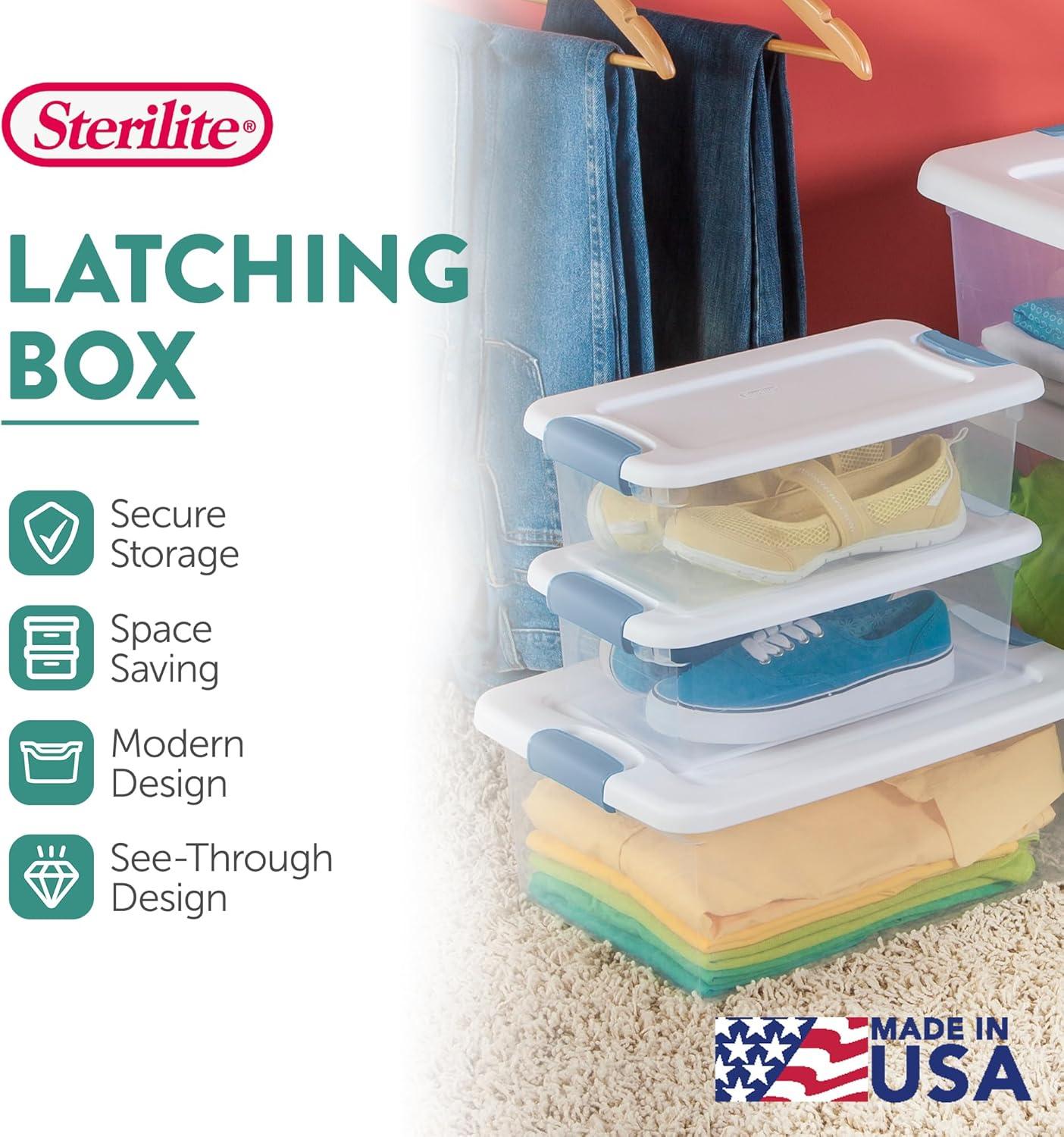 imageSterilite 6Pack Latching Box Under Bed Storage Bins with Lids Clear Plastic 32 Quart HeavyDuty Organizing Containers for Closet Bathroom and Office6 Quart