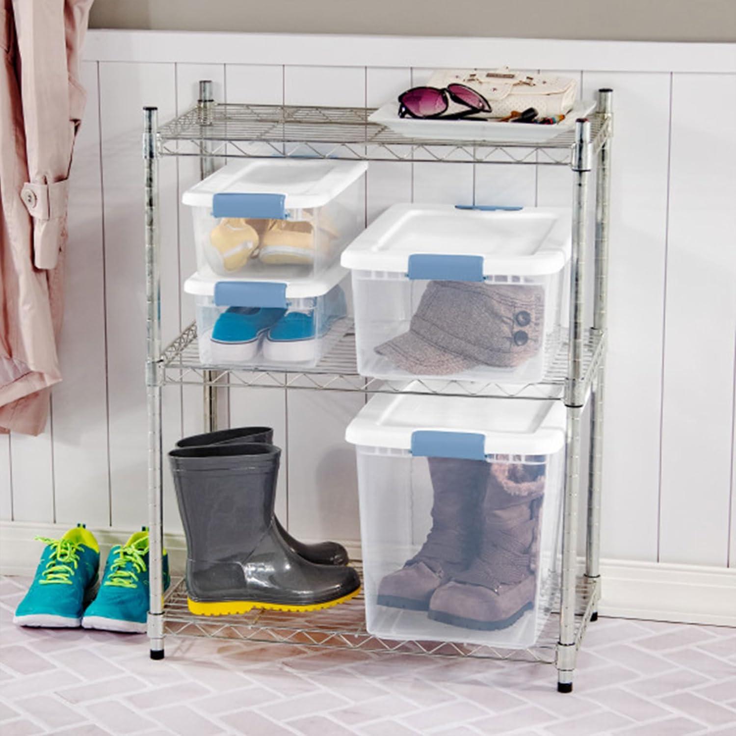 imageSterilite 6Pack Latching Box Under Bed Storage Bins with Lids Clear Plastic 32 Quart HeavyDuty Organizing Containers for Closet Bathroom and Office6 Quart