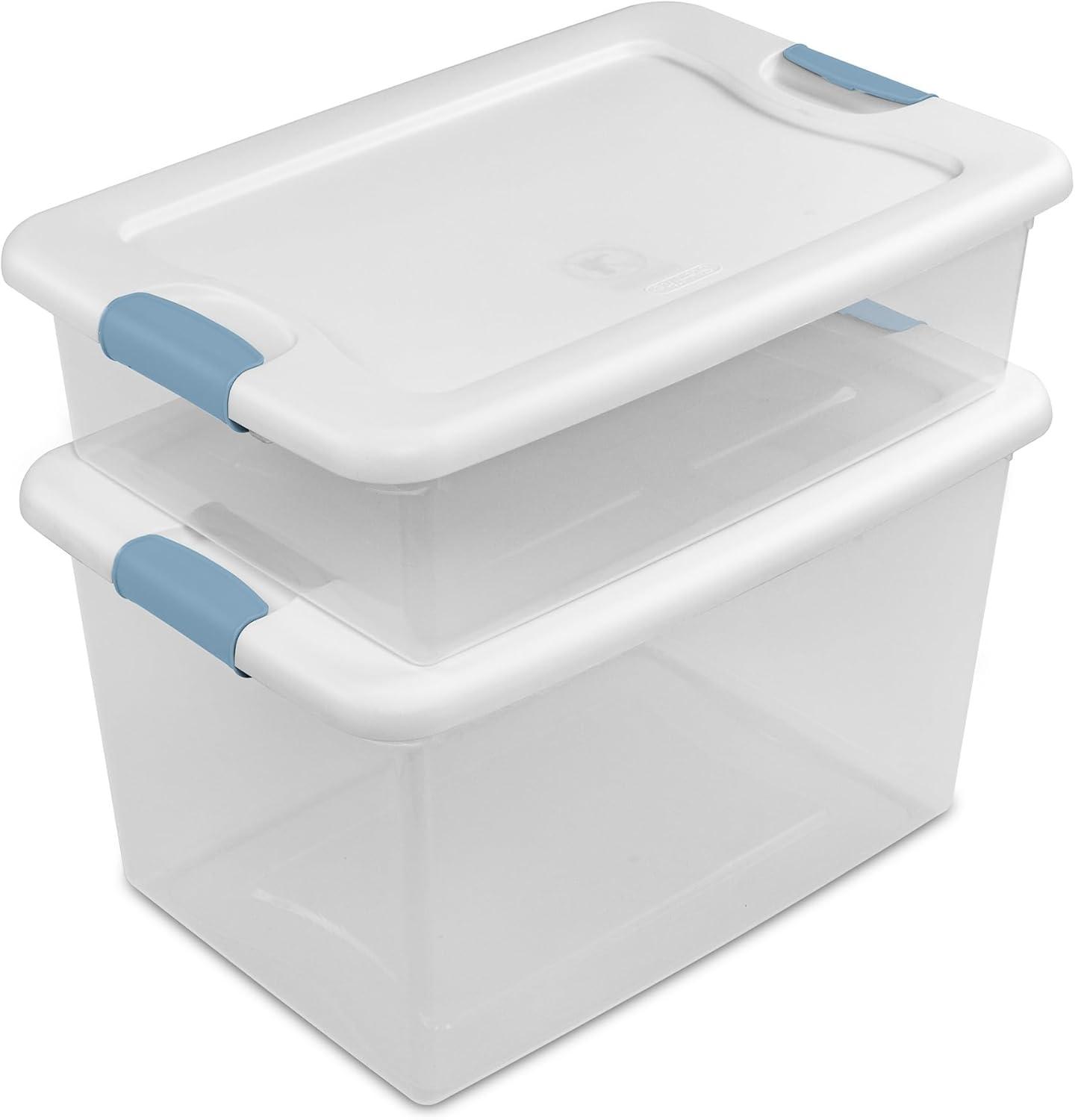 imageSterilite 6Pack Latching Box Under Bed Storage Bins with Lids Clear Plastic 32 Quart HeavyDuty Organizing Containers for Closet Bathroom and Office64 Quart