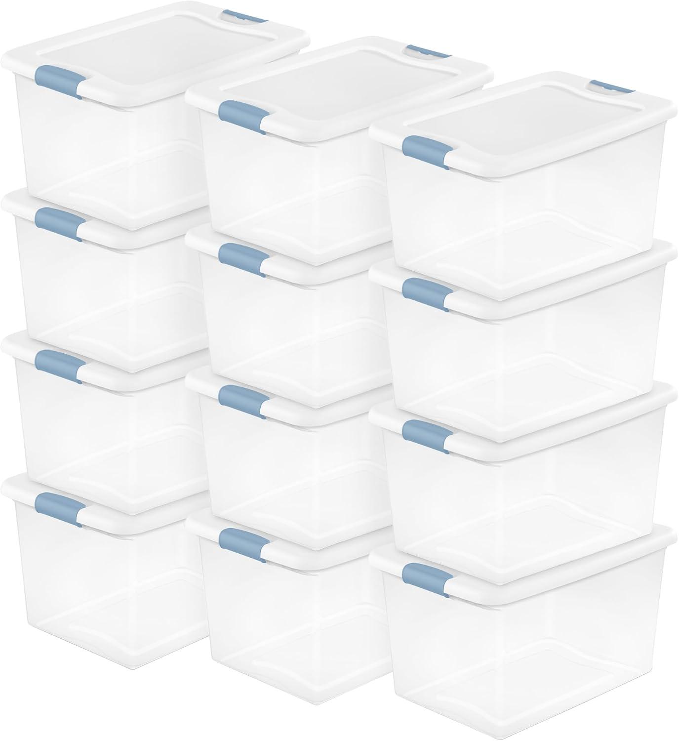 imageSterilite 6Pack Latching Box Under Bed Storage Bins with Lids Clear Plastic 32 Quart HeavyDuty Organizing Containers for Closet Bathroom and Office64 Quart