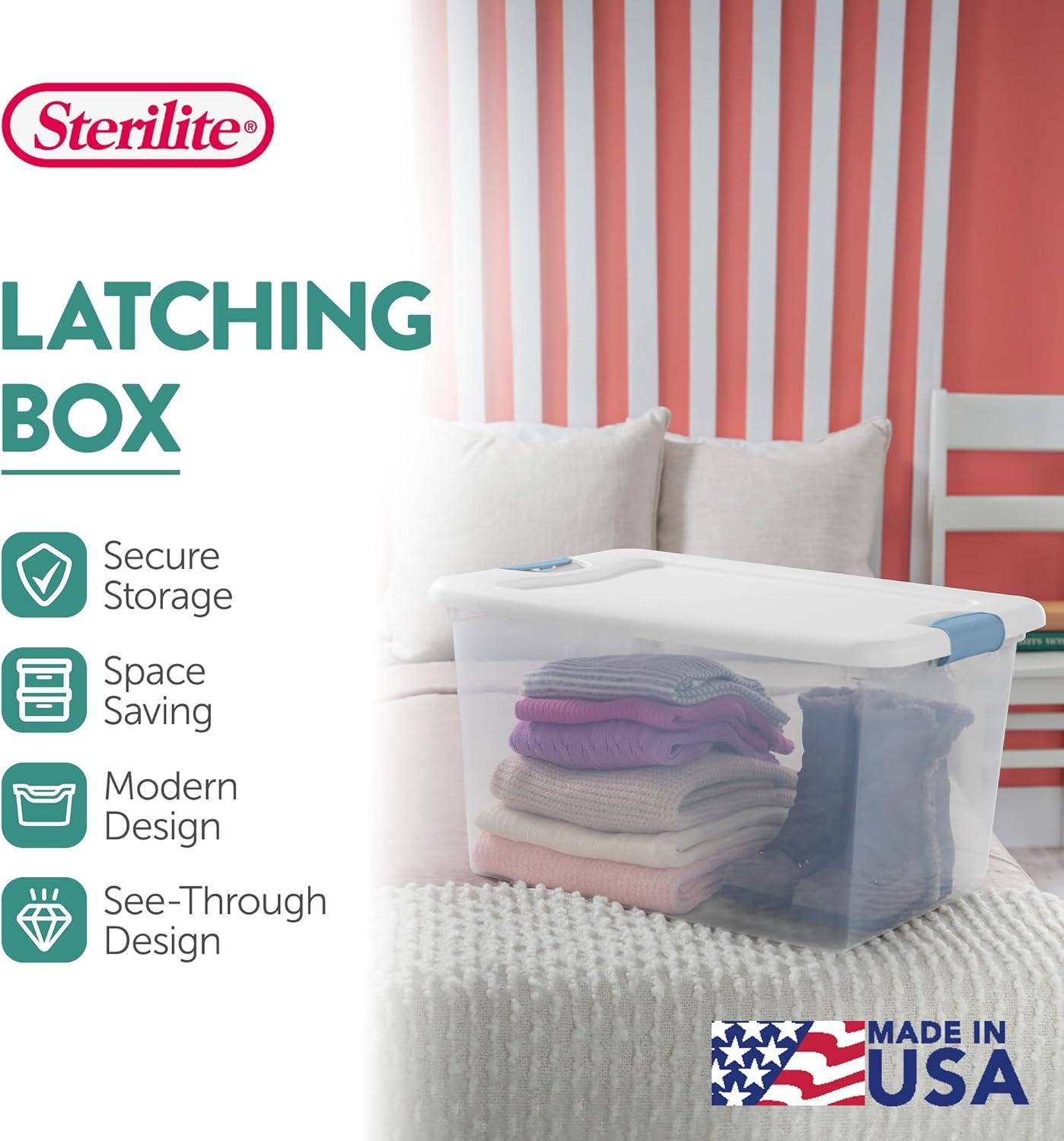 imageSterilite 6Pack Latching Box Under Bed Storage Bins with Lids Clear Plastic 32 Quart HeavyDuty Organizing Containers for Closet Bathroom and Office64 Quart