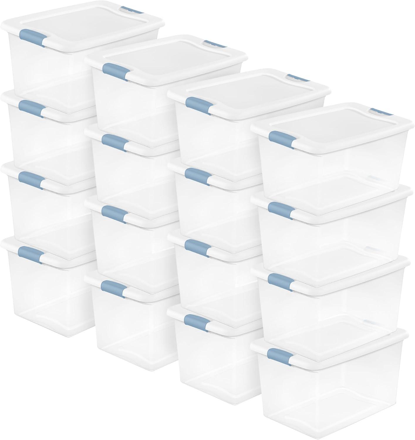 imageSterilite 6Pack Latching Box Under Bed Storage Bins with Lids Clear Plastic 32 Quart HeavyDuty Organizing Containers for Closet Bathroom and Office64 Quart