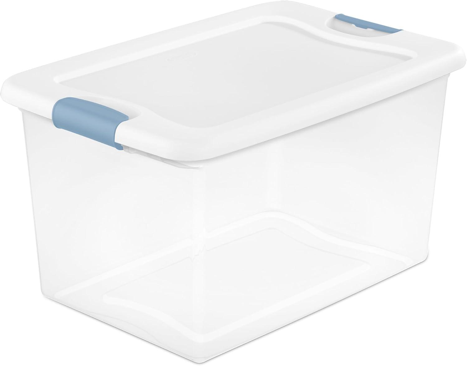 imageSterilite 6Pack Latching Box Under Bed Storage Bins with Lids Clear Plastic 32 Quart HeavyDuty Organizing Containers for Closet Bathroom and Office64 Quart