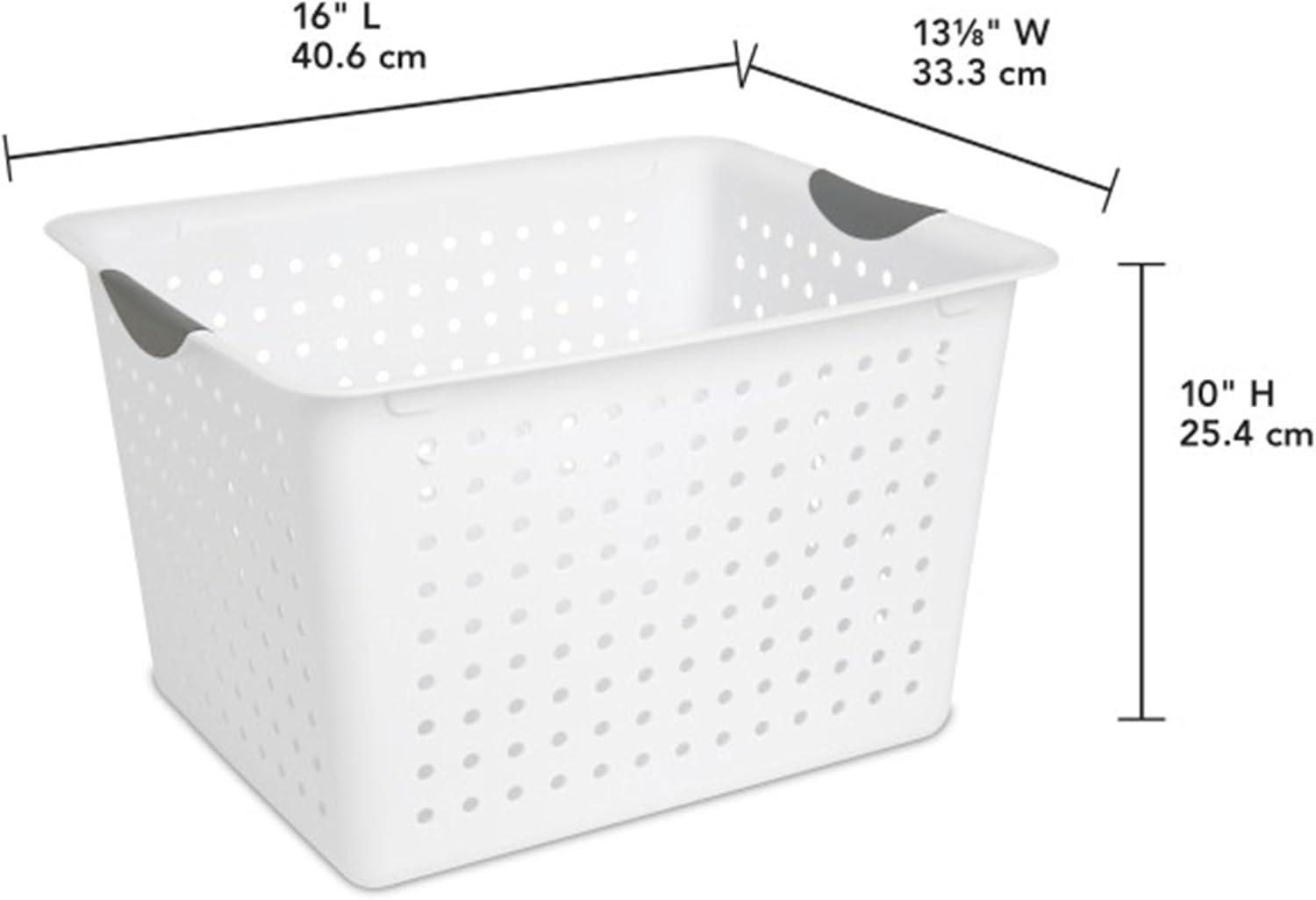 imageSterilite 6Pack Medium Ultra Basket Open Top Plastic Storage Organizer White Classic Baskets for Organizing Countertops Pantry Shelves Kitchen Cabinets Laundry Rooms or Home Offices12 Pack