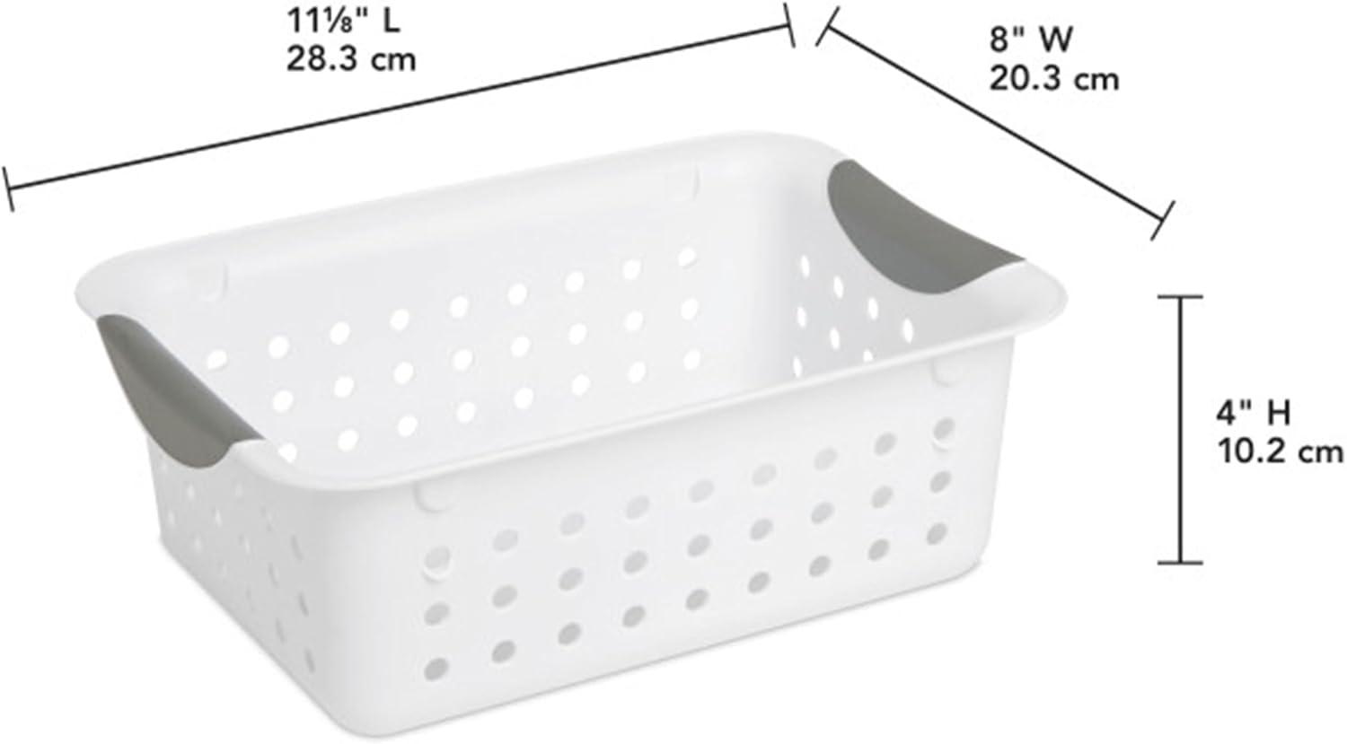 imageSterilite 6Pack Medium Ultra Basket Open Top Plastic Storage Organizer White Classic Baskets for Organizing Countertops Pantry Shelves Kitchen Cabinets Laundry Rooms or Home Offices24 Pack