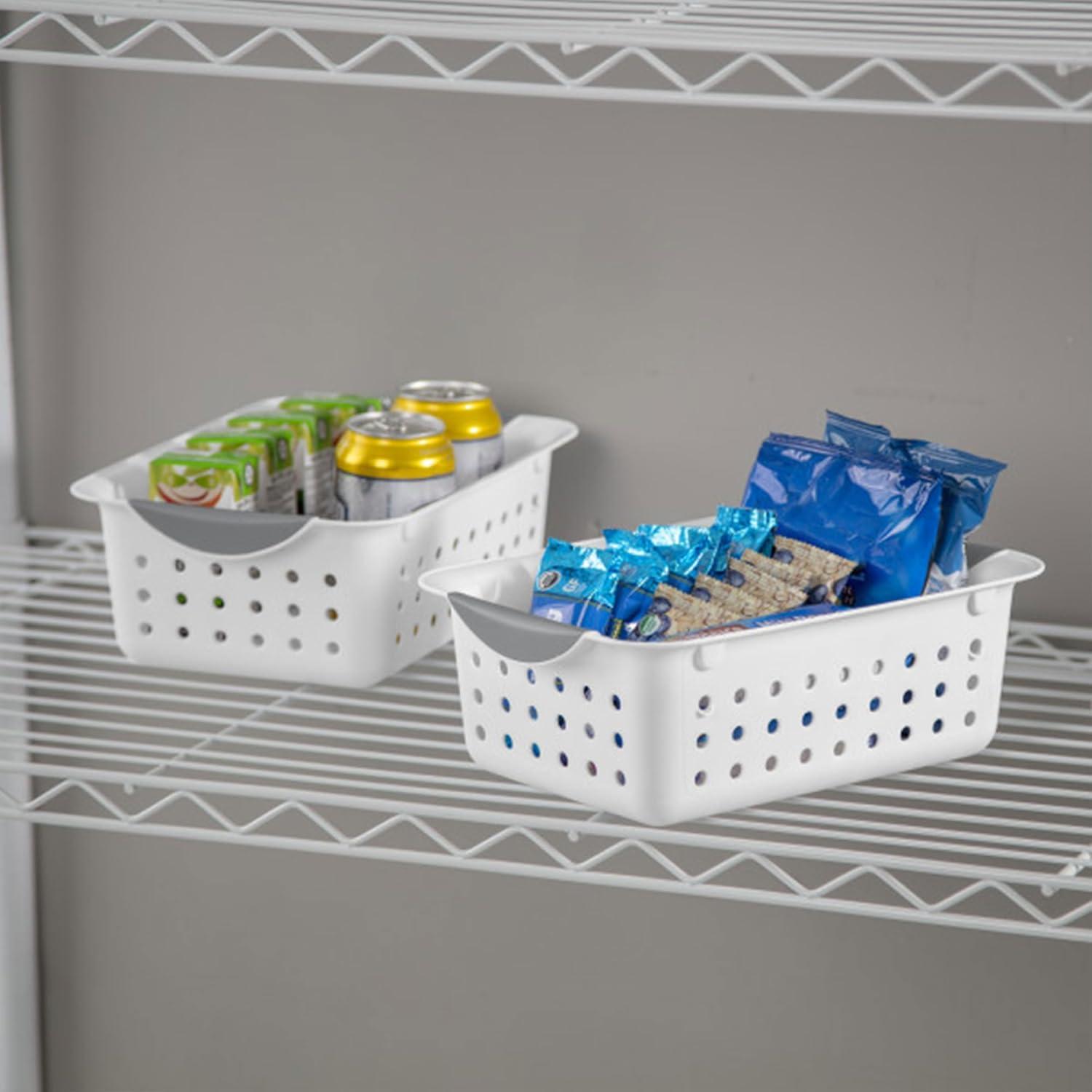 imageSterilite 6Pack Medium Ultra Basket Open Top Plastic Storage Organizer White Classic Baskets for Organizing Countertops Pantry Shelves Kitchen Cabinets Laundry Rooms or Home Offices24 Pack