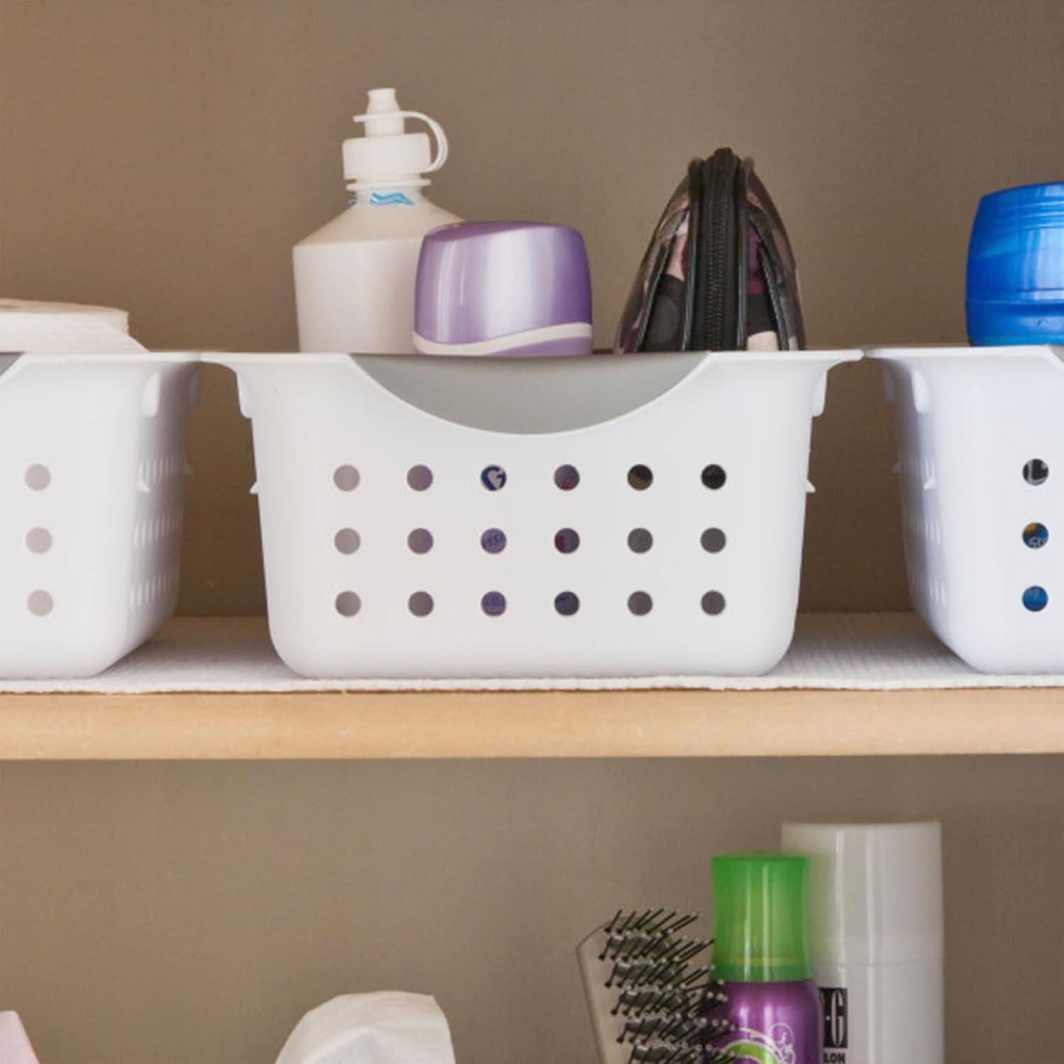 imageSterilite 6Pack Medium Ultra Basket Open Top Plastic Storage Organizer White Classic Baskets for Organizing Countertops Pantry Shelves Kitchen Cabinets Laundry Rooms or Home Offices12 Pack