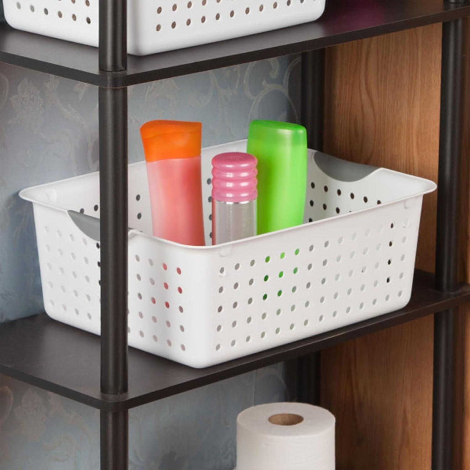 imageSterilite 6Pack Medium Ultra Basket Open Top Plastic Storage Organizer White Classic Baskets for Organizing Countertops Pantry Shelves Kitchen Cabinets Laundry Rooms or Home Offices18 Pack