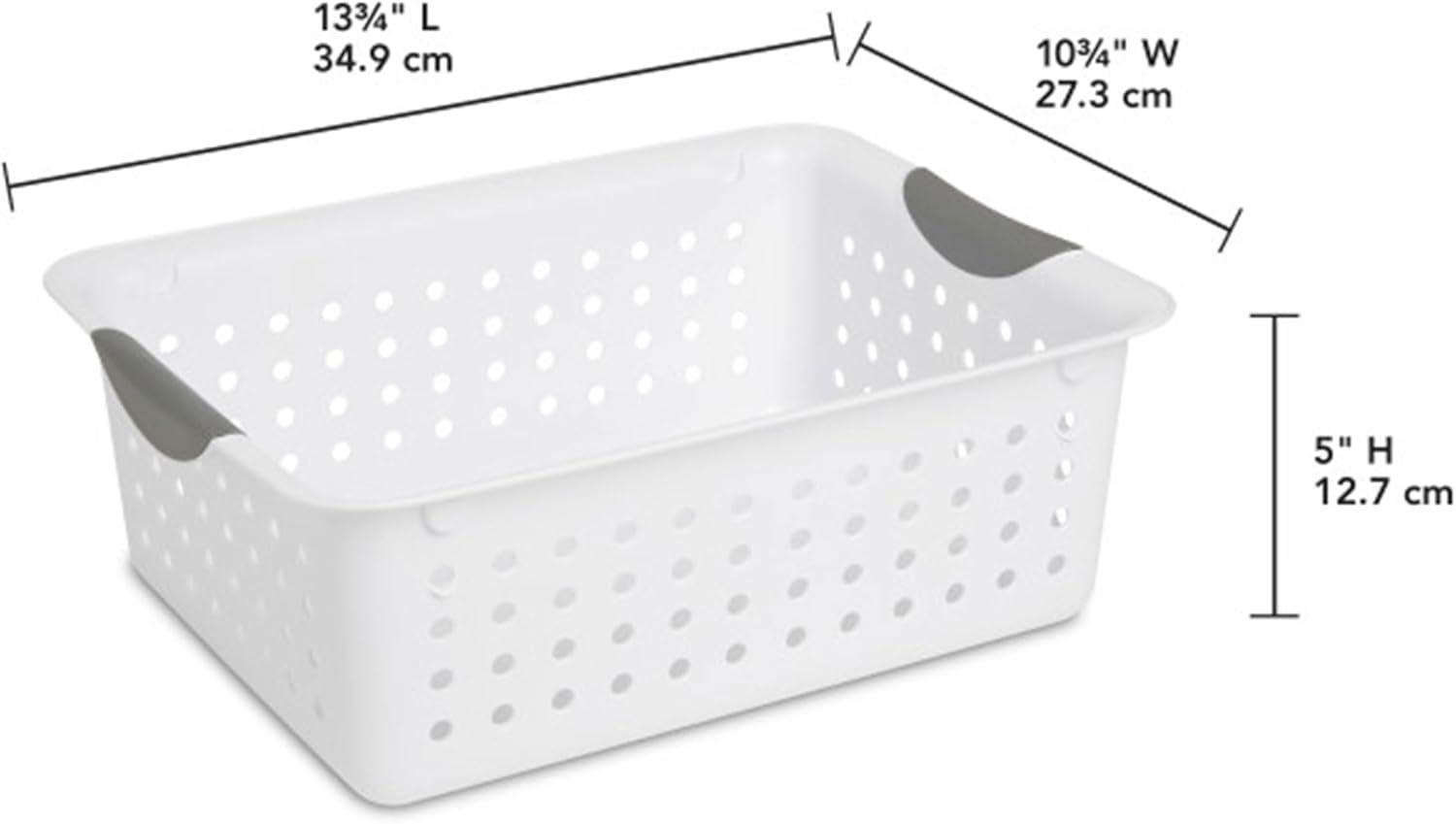 imageSterilite 6Pack Medium Ultra Basket Open Top Plastic Storage Organizer White Classic Baskets for Organizing Countertops Pantry Shelves Kitchen Cabinets Laundry Rooms or Home Offices12 Pack
