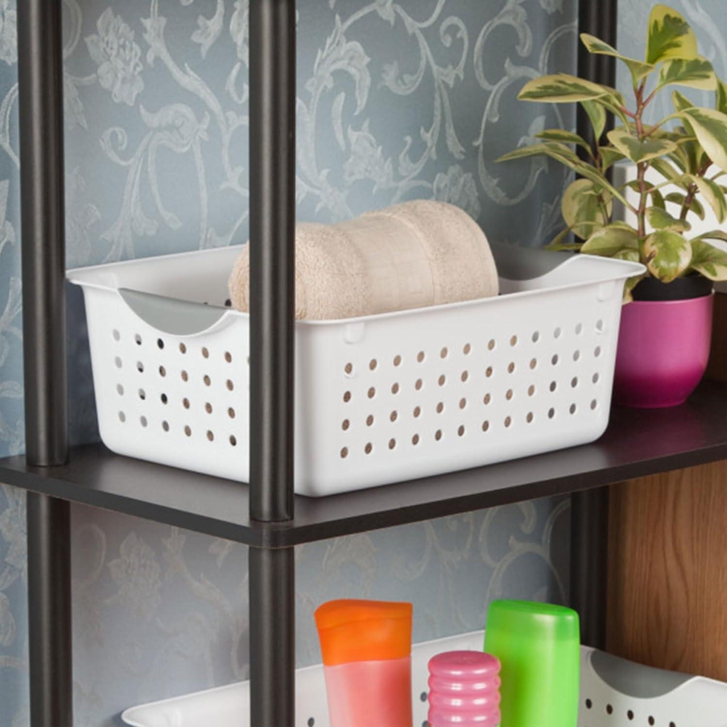 imageSterilite 6Pack Medium Ultra Basket Open Top Plastic Storage Organizer White Classic Baskets for Organizing Countertops Pantry Shelves Kitchen Cabinets Laundry Rooms or Home Offices6 Pack
