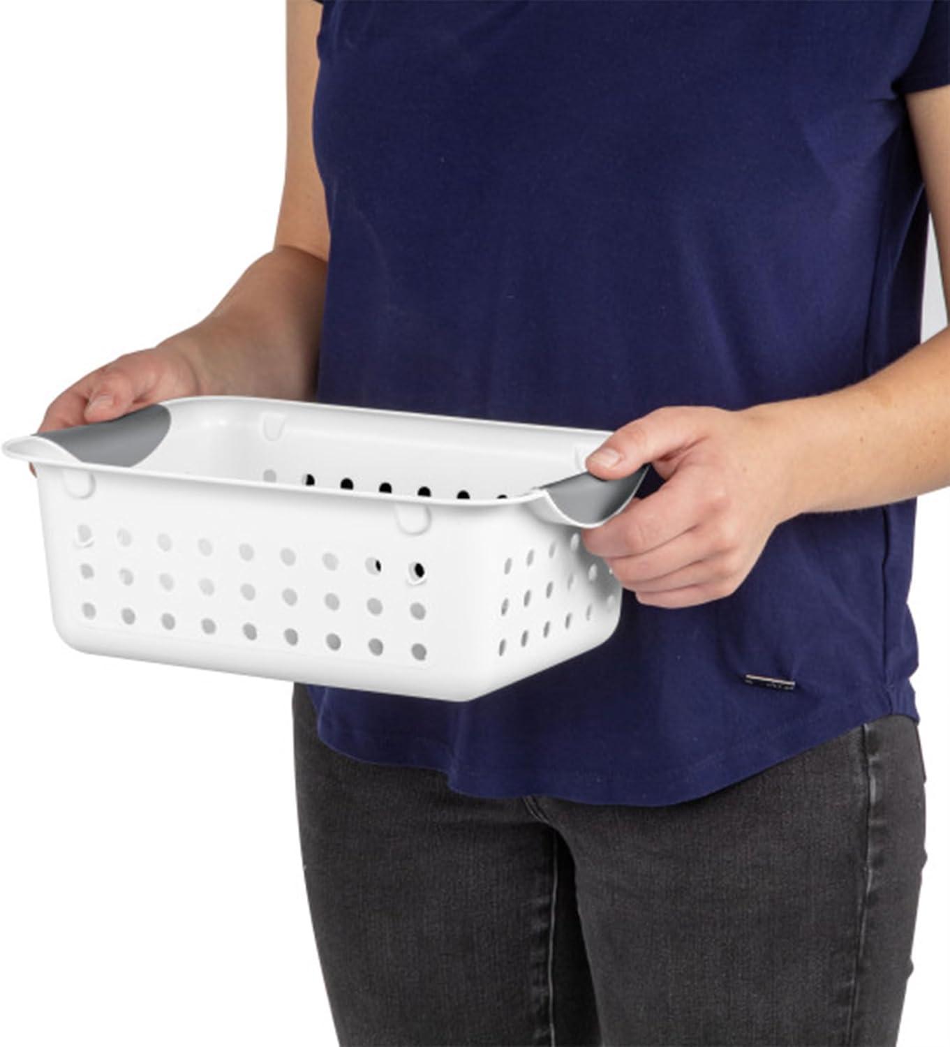 imageSterilite 6Pack Medium Ultra Basket Open Top Plastic Storage Organizer White Classic Baskets for Organizing Countertops Pantry Shelves Kitchen Cabinets Laundry Rooms or Home Offices36 Pack