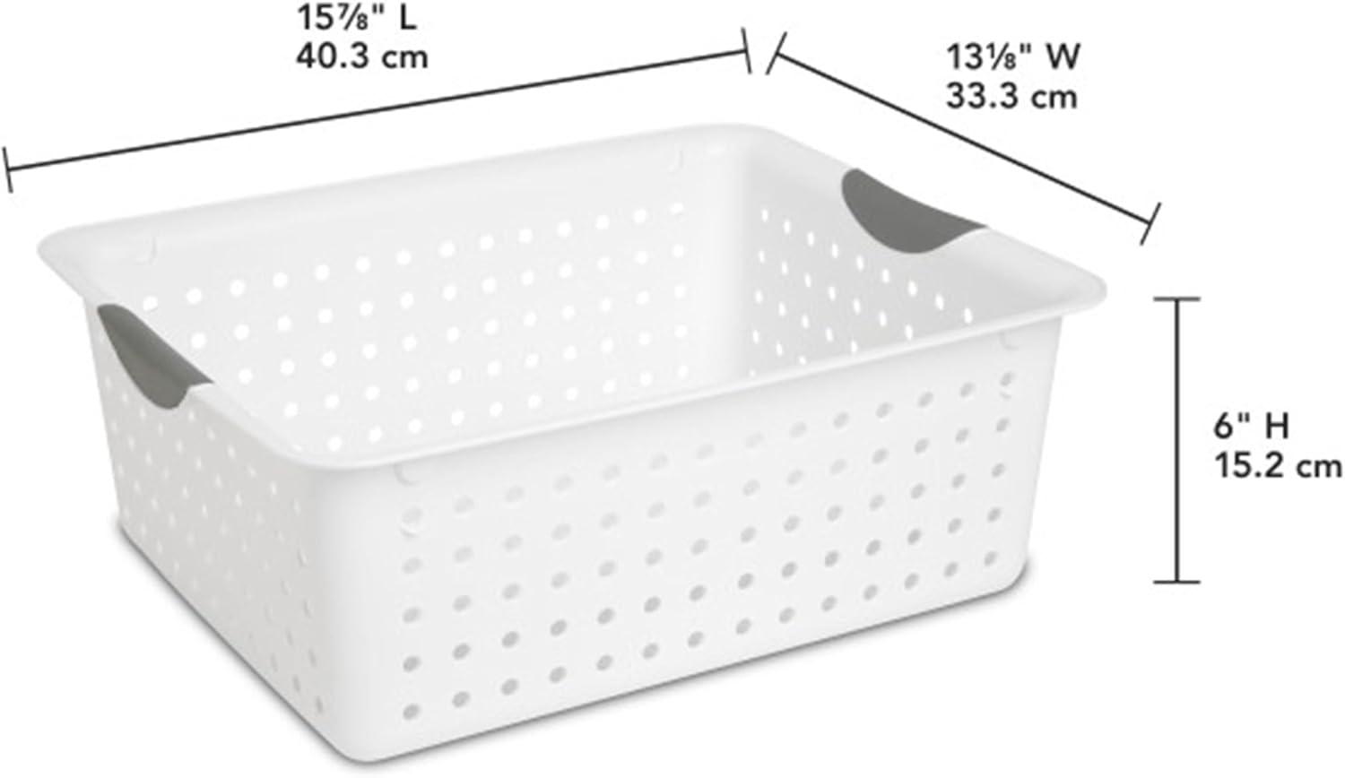 imageSterilite 6Pack Medium Ultra Basket Open Top Plastic Storage Organizer White Classic Baskets for Organizing Countertops Pantry Shelves Kitchen Cabinets Laundry Rooms or Home Offices12 Pack