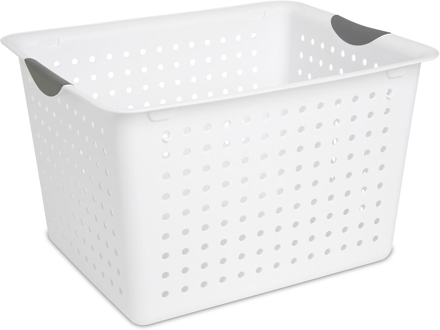 imageSterilite 6Pack Medium Ultra Basket Open Top Plastic Storage Organizer White Classic Baskets for Organizing Countertops Pantry Shelves Kitchen Cabinets Laundry Rooms or Home Offices6 Pack