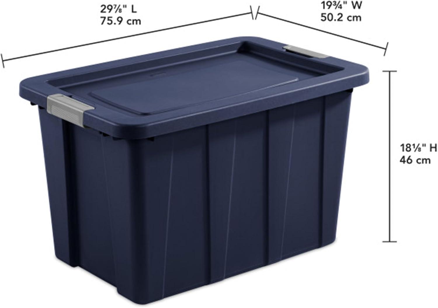 imageSterilite 6Pack Multipurpose Storage Bins with Latching Lids Heavy Duty Tote Bins 18 Gallon Flat Gray Stackable Plastic Storage Container TubsDark Ingigo