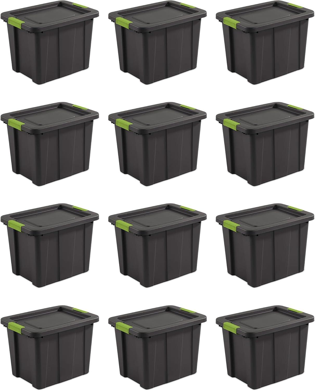 imageSterilite 6Pack Multipurpose Storage Bins with Latching Lids Heavy Duty Tote Bins 18 Gallon Flat Gray Stackable Plastic Storage Container TubsFlat Gray