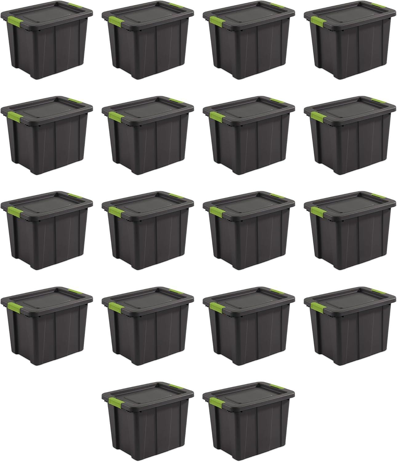 imageSterilite 6Pack Multipurpose Storage Bins with Latching Lids Heavy Duty Tote Bins 18 Gallon Flat Gray Stackable Plastic Storage Container TubsFlat Gray